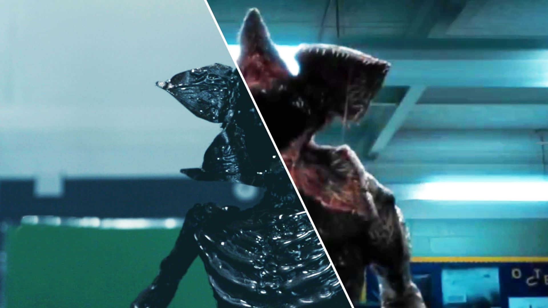 Demogorgon, Stranger Things, split-screen, Full HD Desktop Wallpaper