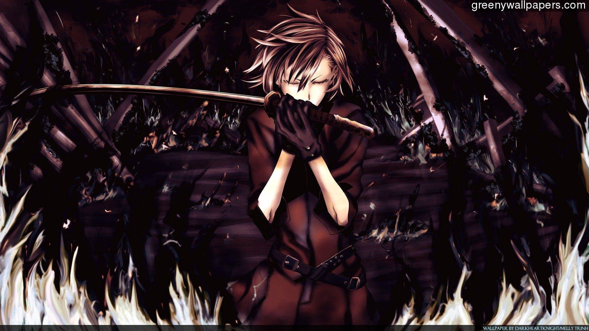 Anime Gaming Nightcore Boy, spiky hair, sword, Full HD Desktop Wallpaper