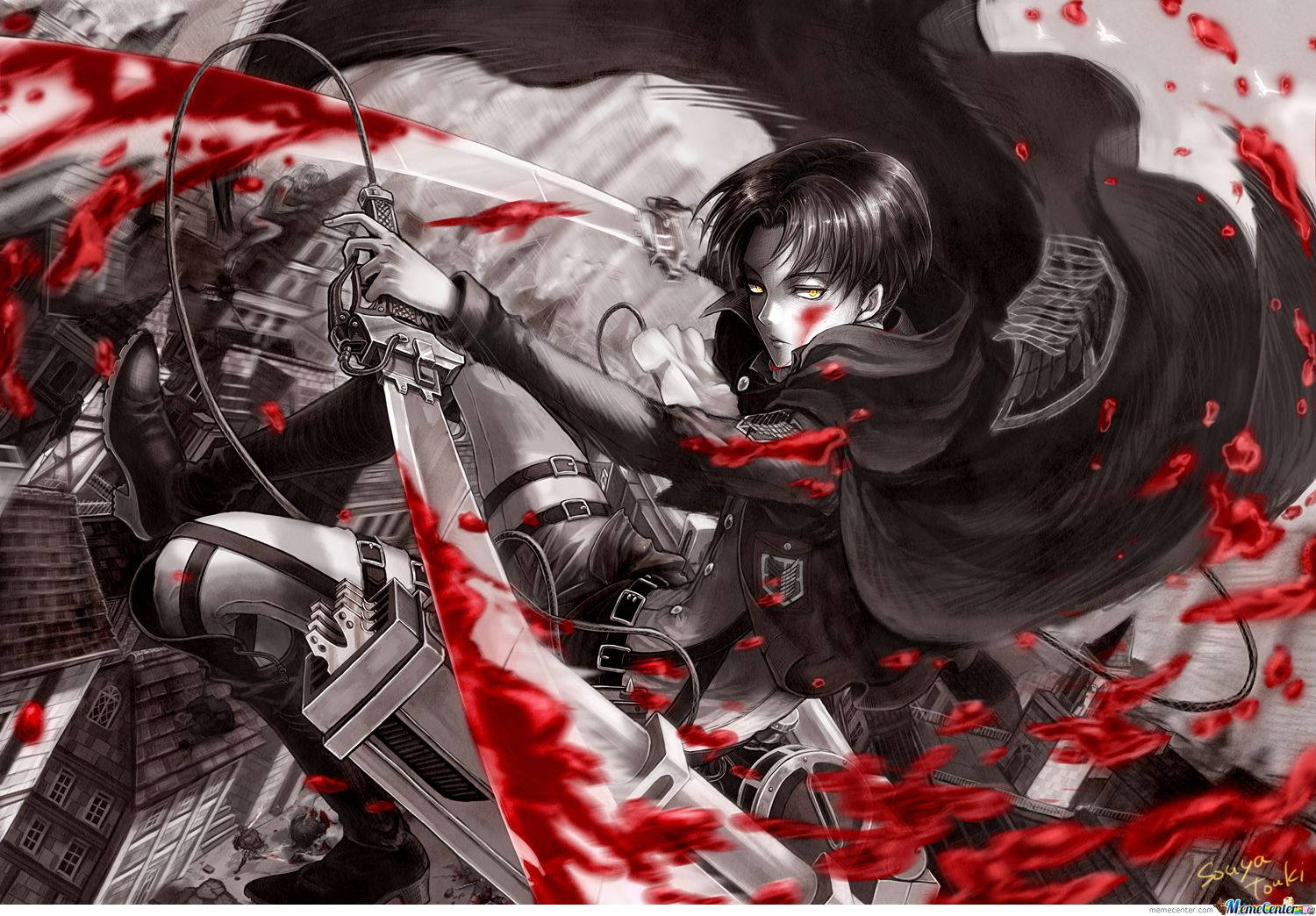 Black and White Anime Boy, anime warrior, massive sword, HD Desktop Wallpaper