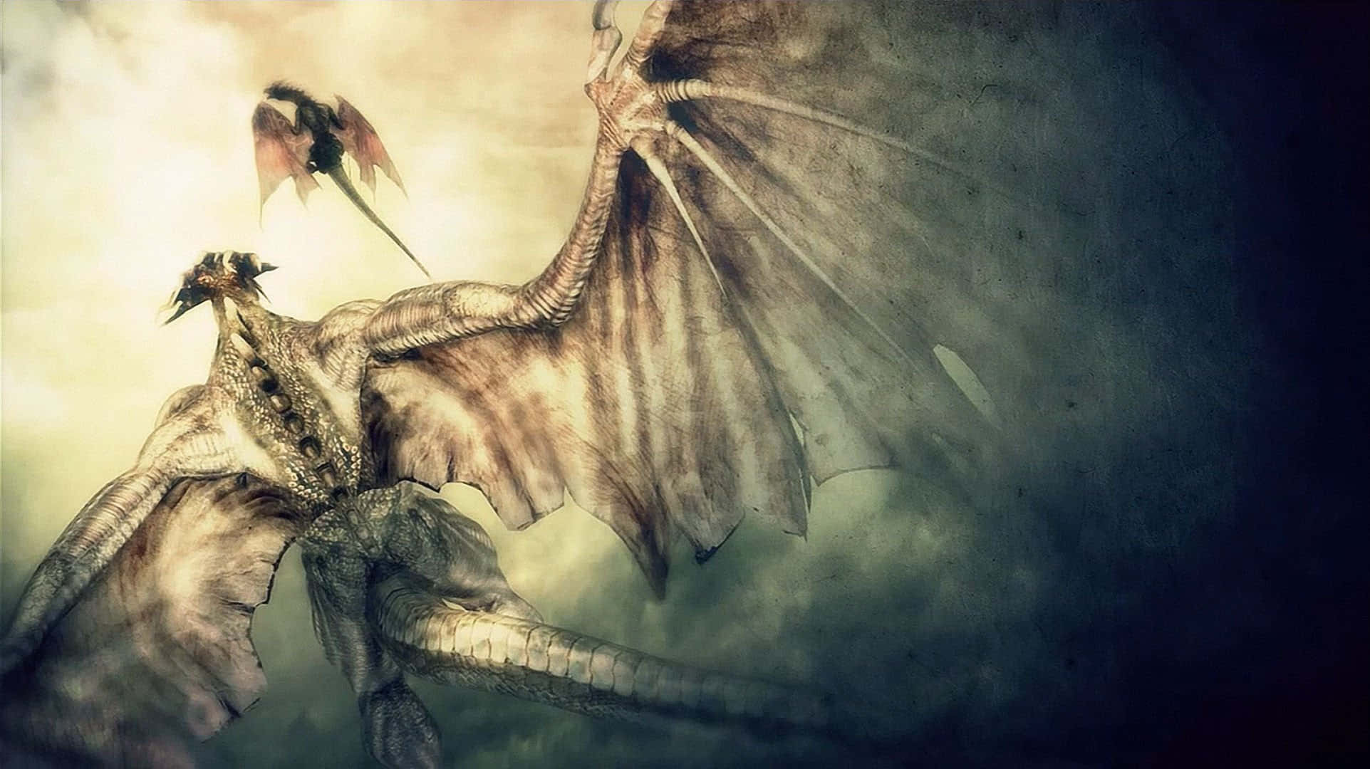 demon fighting, 1923 x 1080 wallpaper, massive dragon, Full HD Desktop Wallpaper
