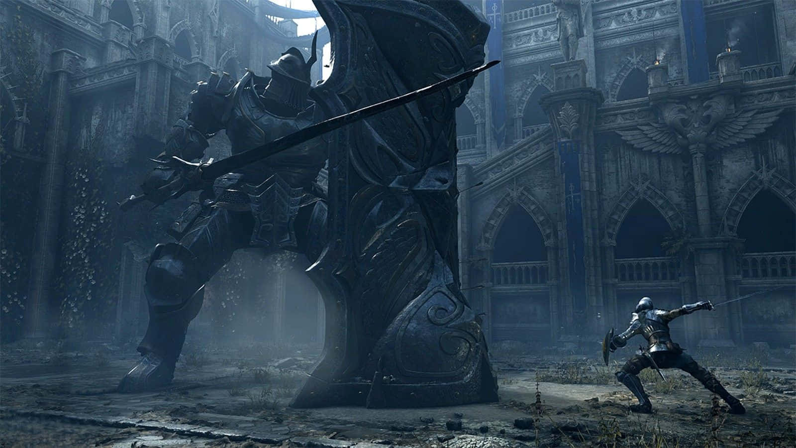 demonic knight, silver armor, colossal armored warrior, HD Desktop Wallpaper