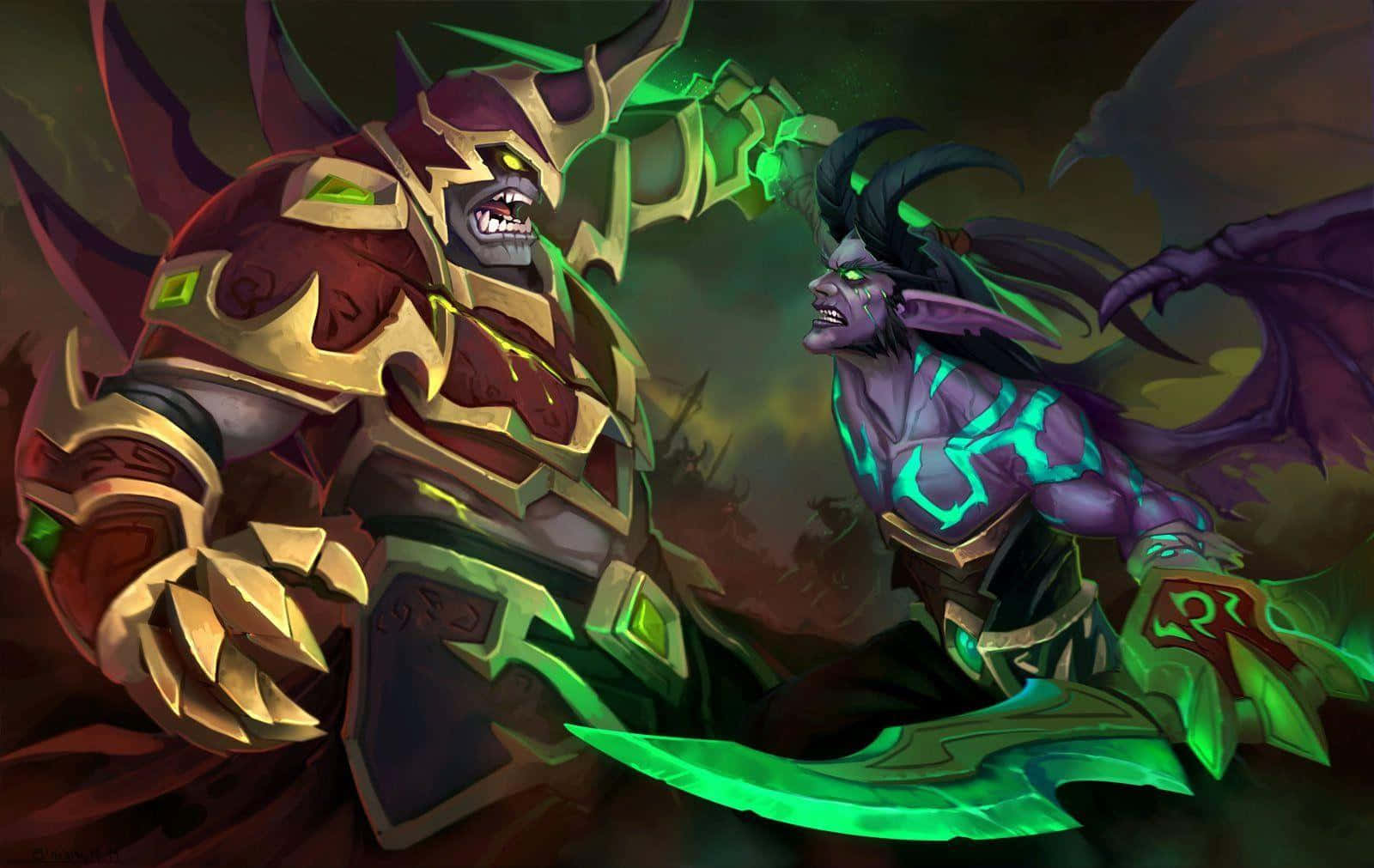 Demon Hunting, green energy, dark armor, HD Desktop Wallpaper
