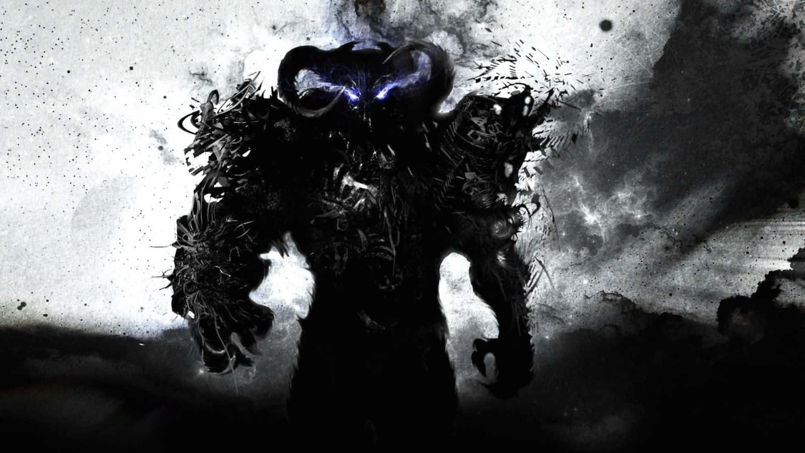 Dark Demon, glowing purple eyes, jagged limbs, HD Desktop Wallpaper