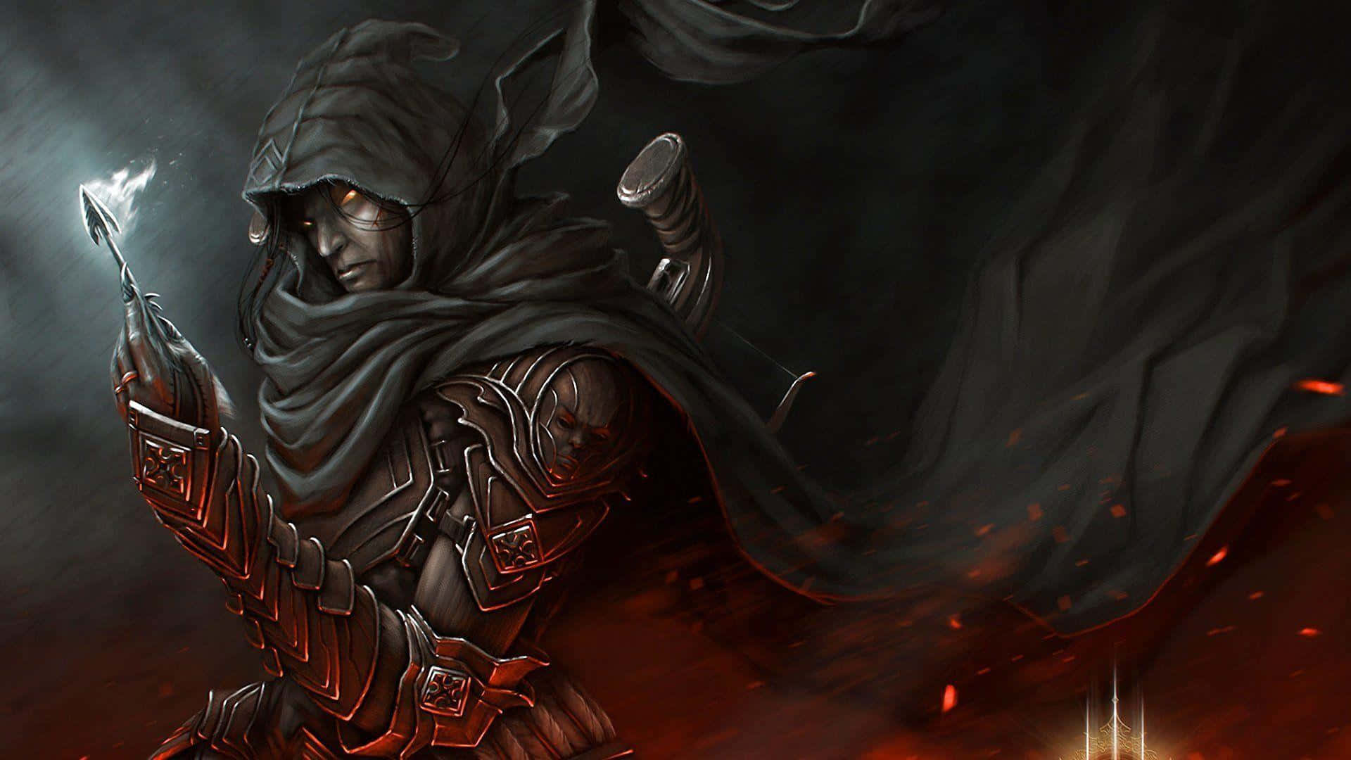 Demon Hunting, hooded warrior, dark armor, Full HD Desktop Wallpaper
