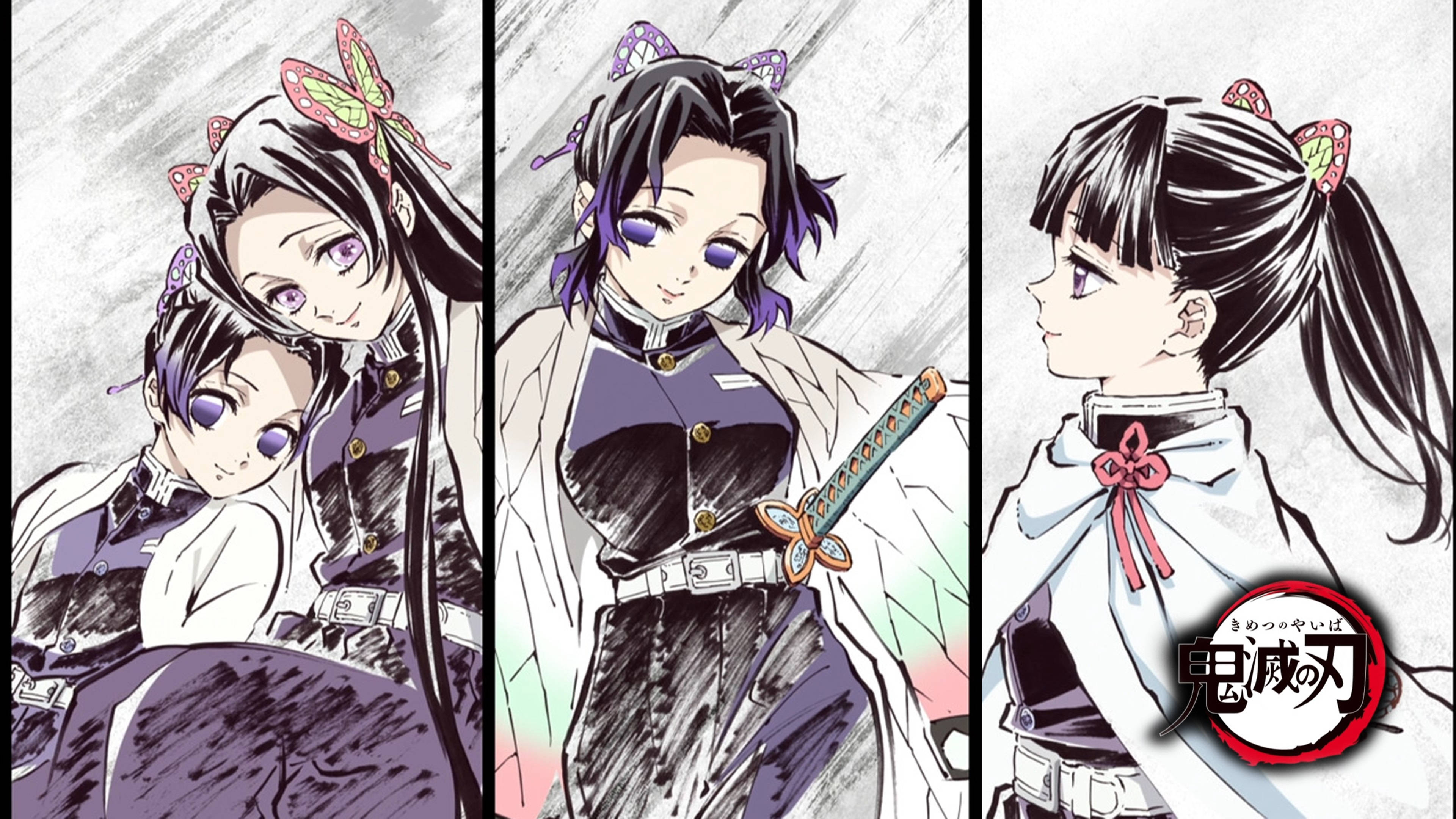 Demon Slayer 4K, anime girls, kimono-style uniforms, 4K Desktop Wallpaper
