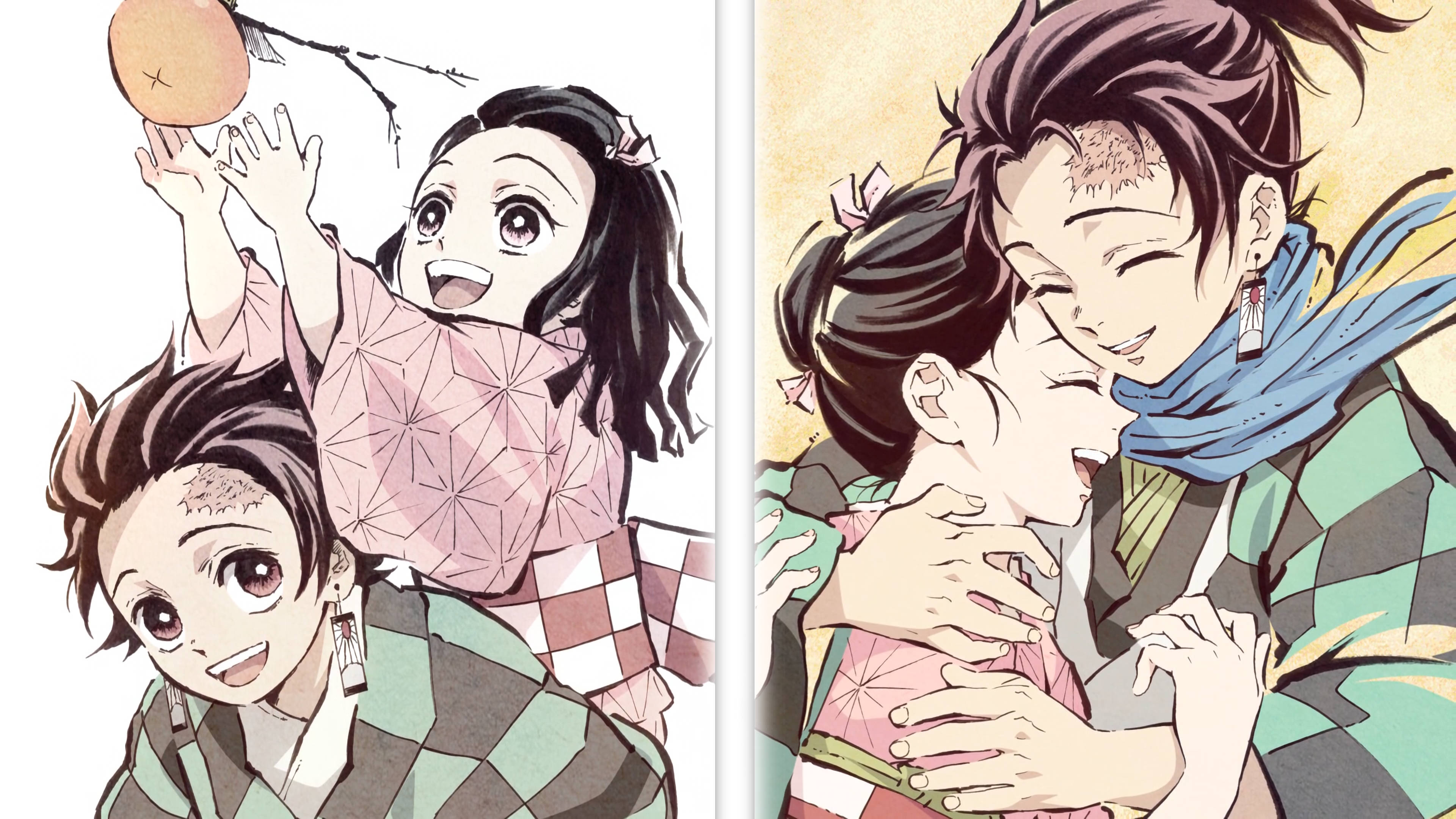 Demon Slayer 4K, siblings, traditional Japanese attire, 4K Desktop Wallpaper