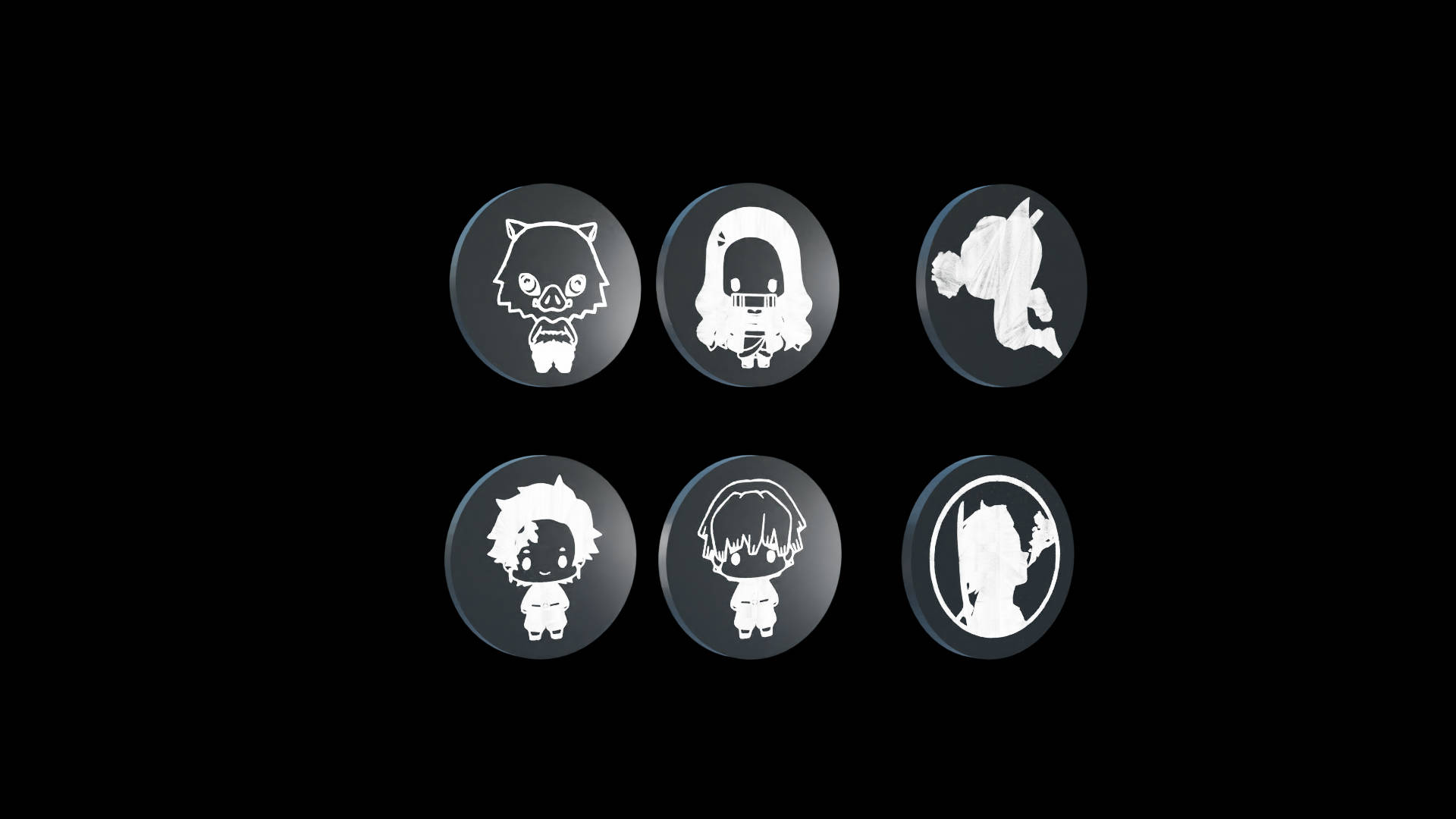 Demon Slayer: Black and White, silhouetted figure, driving rocky landscape, Full HD Desktop Wallpaper