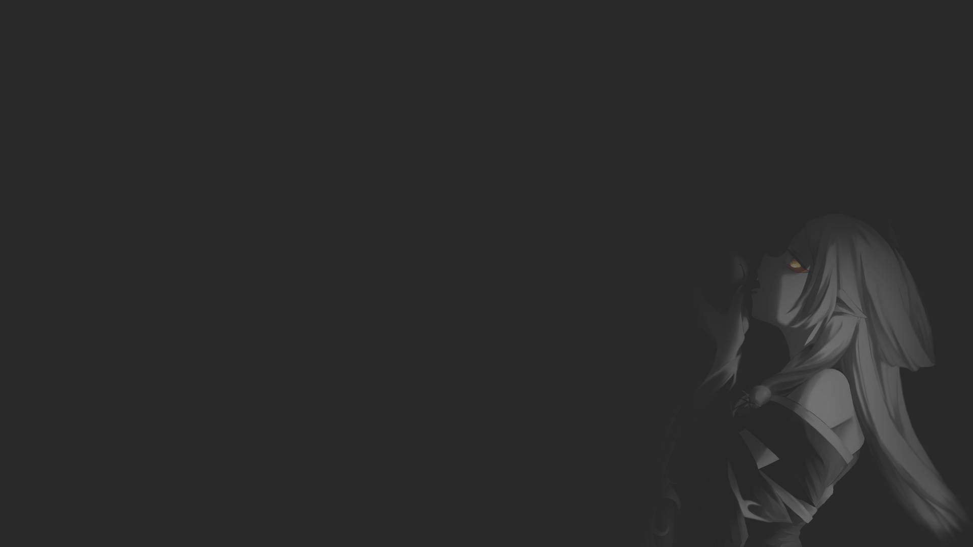 Demon Slayer, black and white, glowing orange eyes, Full HD Desktop Wallpaper
