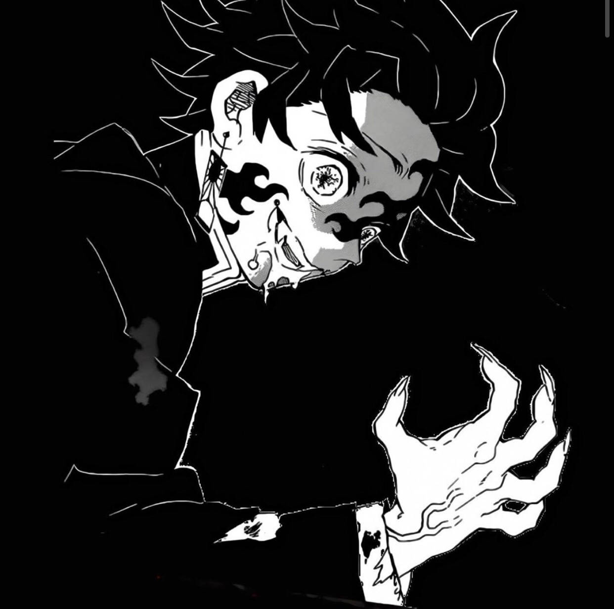 Demon Slayer, black and white, spiky hair, SD Desktop Wallpaper