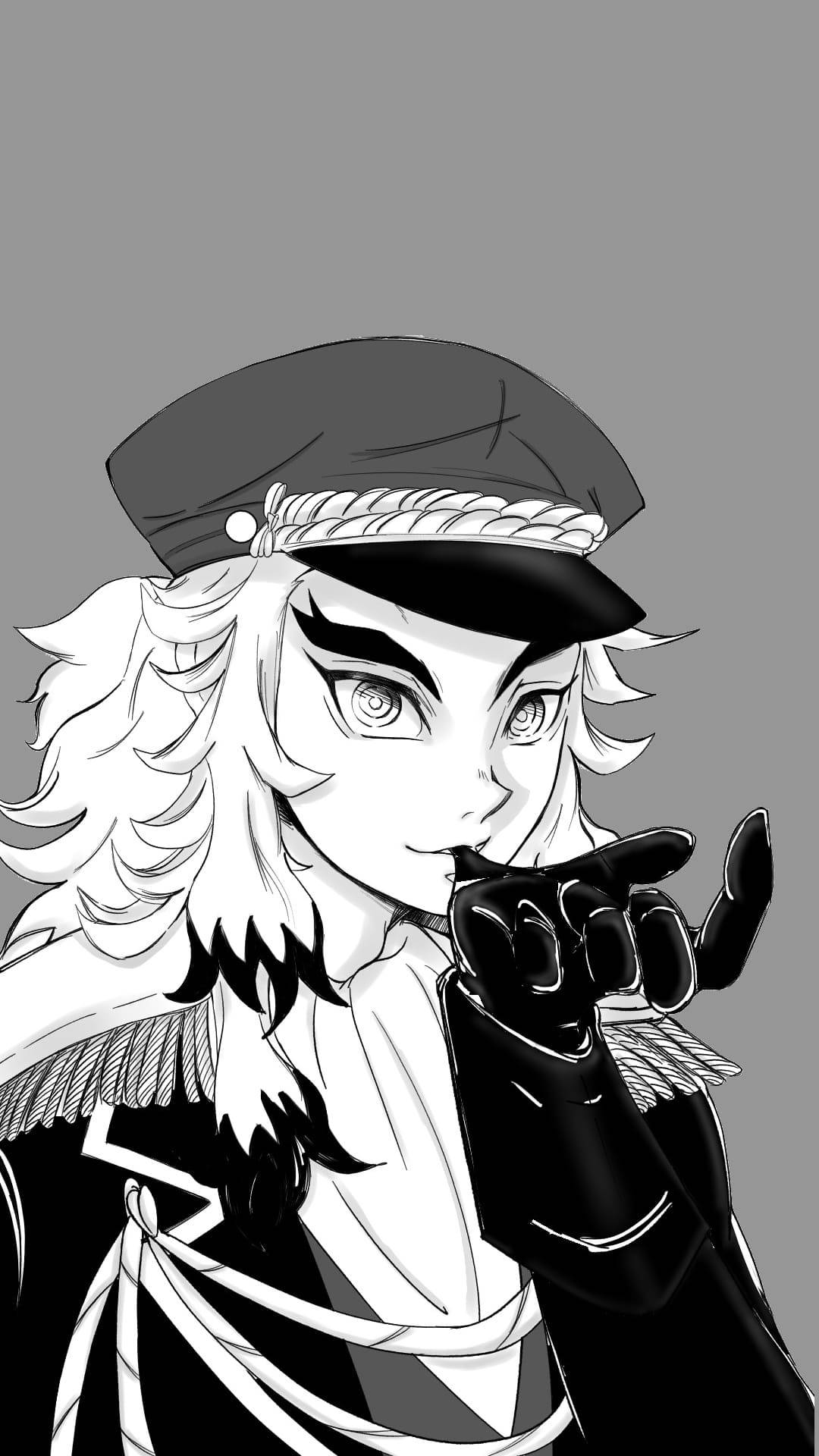 Demon Slayer, black and white, monochrome anime character, Full HD Phone Wallpaper