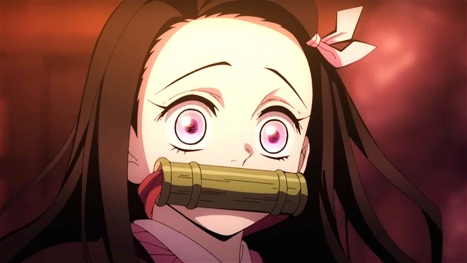 Demon Slayer Characters, pink eyes, long dark hair, HD Desktop Wallpaper