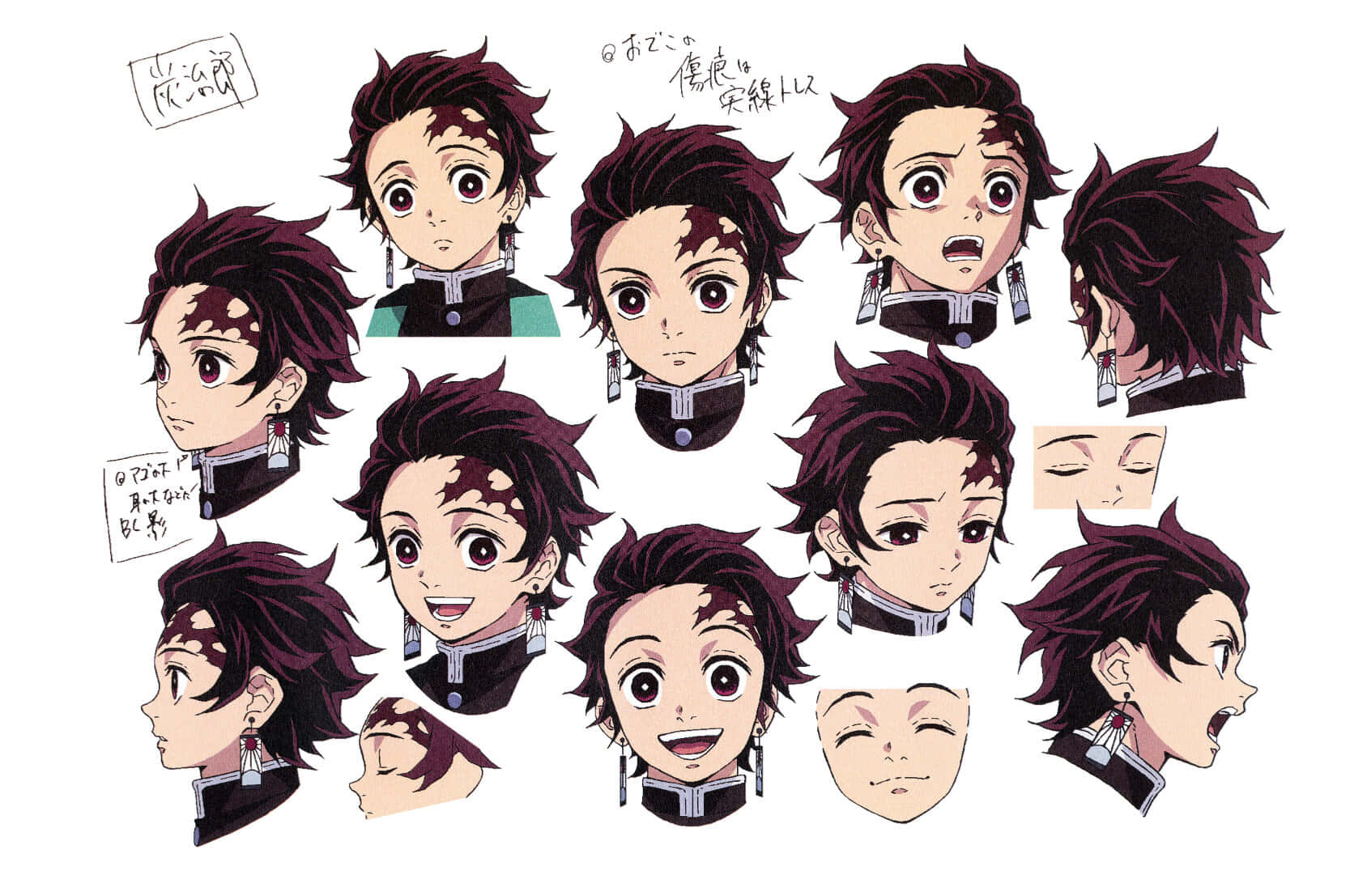 Demon Slayer Characters, boy with spiky dark hair, forehead markings, HD Desktop Wallpaper