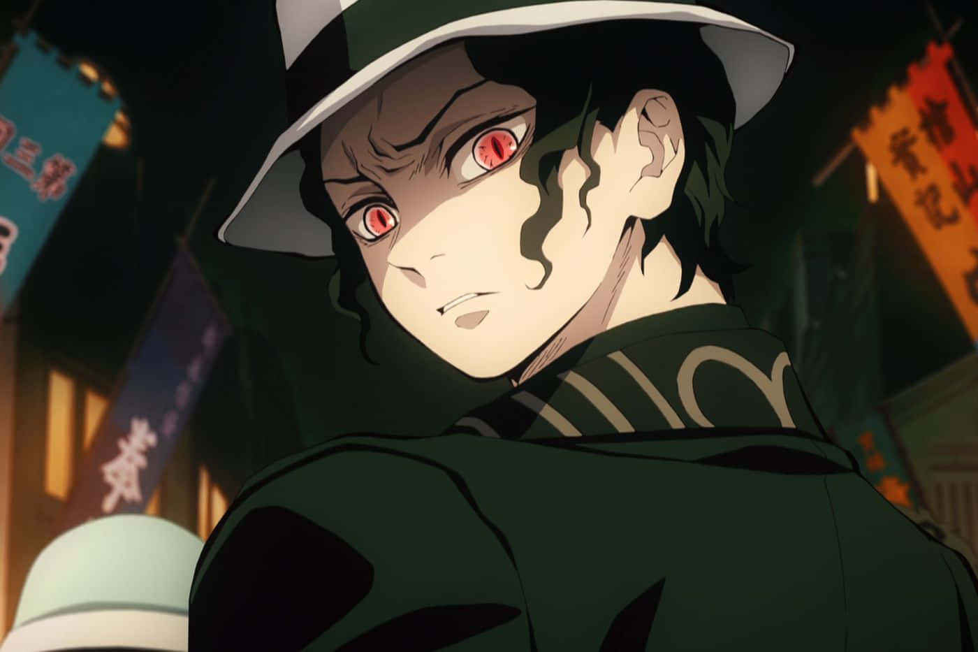 Demon Slayer, half-demon, glowing red eyes, HD Desktop Wallpaper