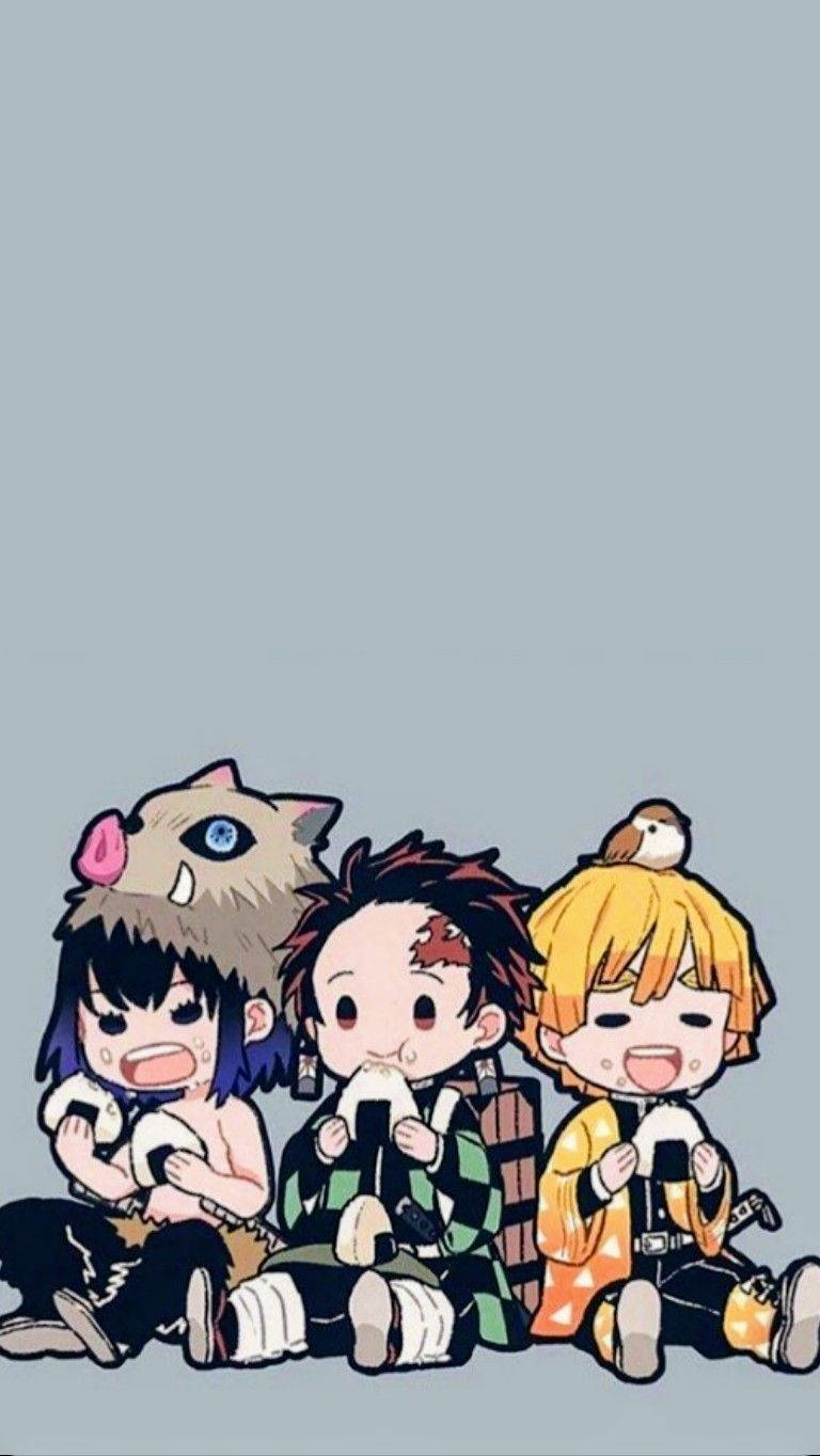 Demon Slayer Chibi, chibi anime characters, dumplings, HD Phone Wallpaper