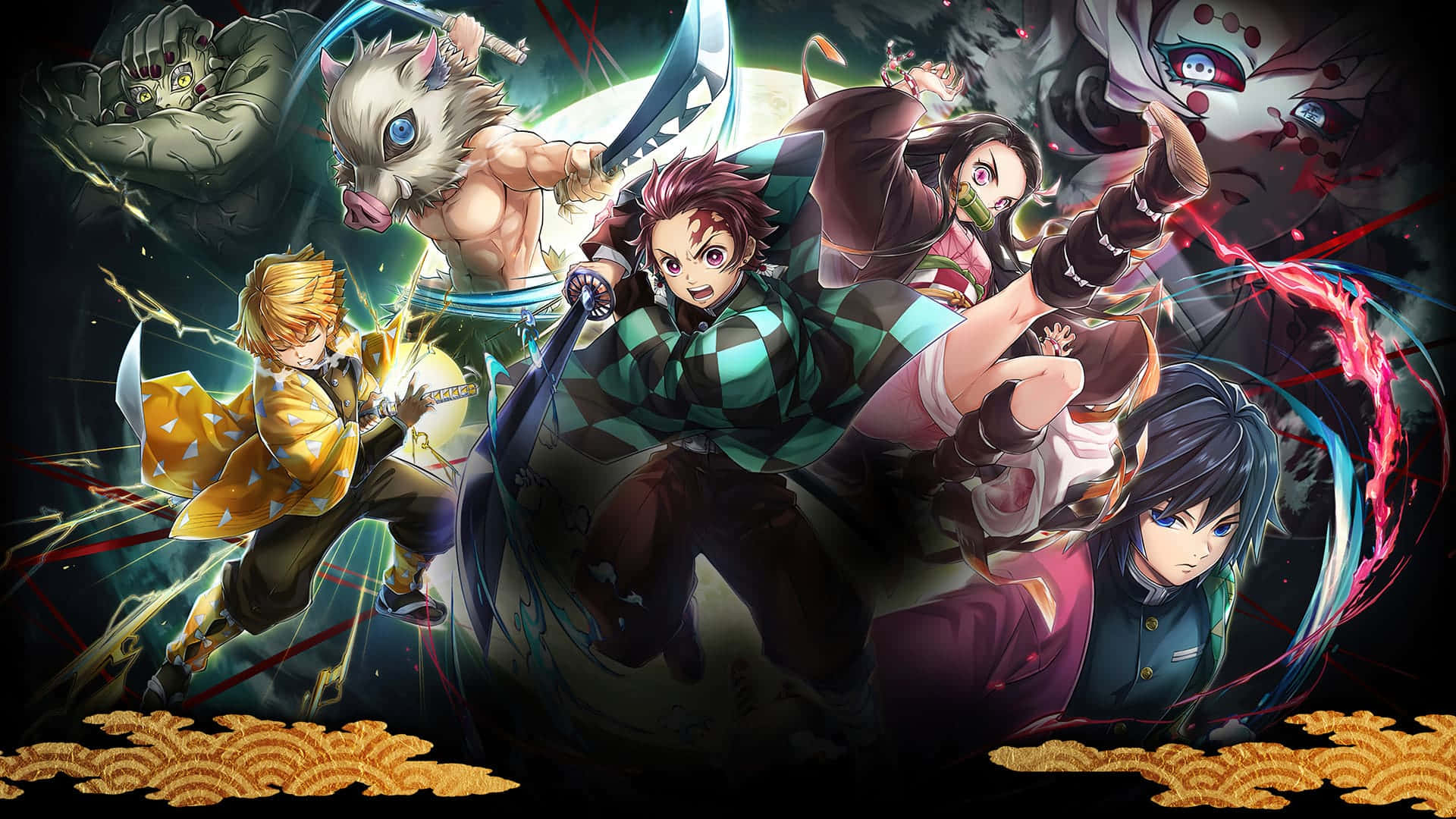 Demon Slayer Laptop, Demon Slayer, anime warriors, Full HD Desktop Wallpaper