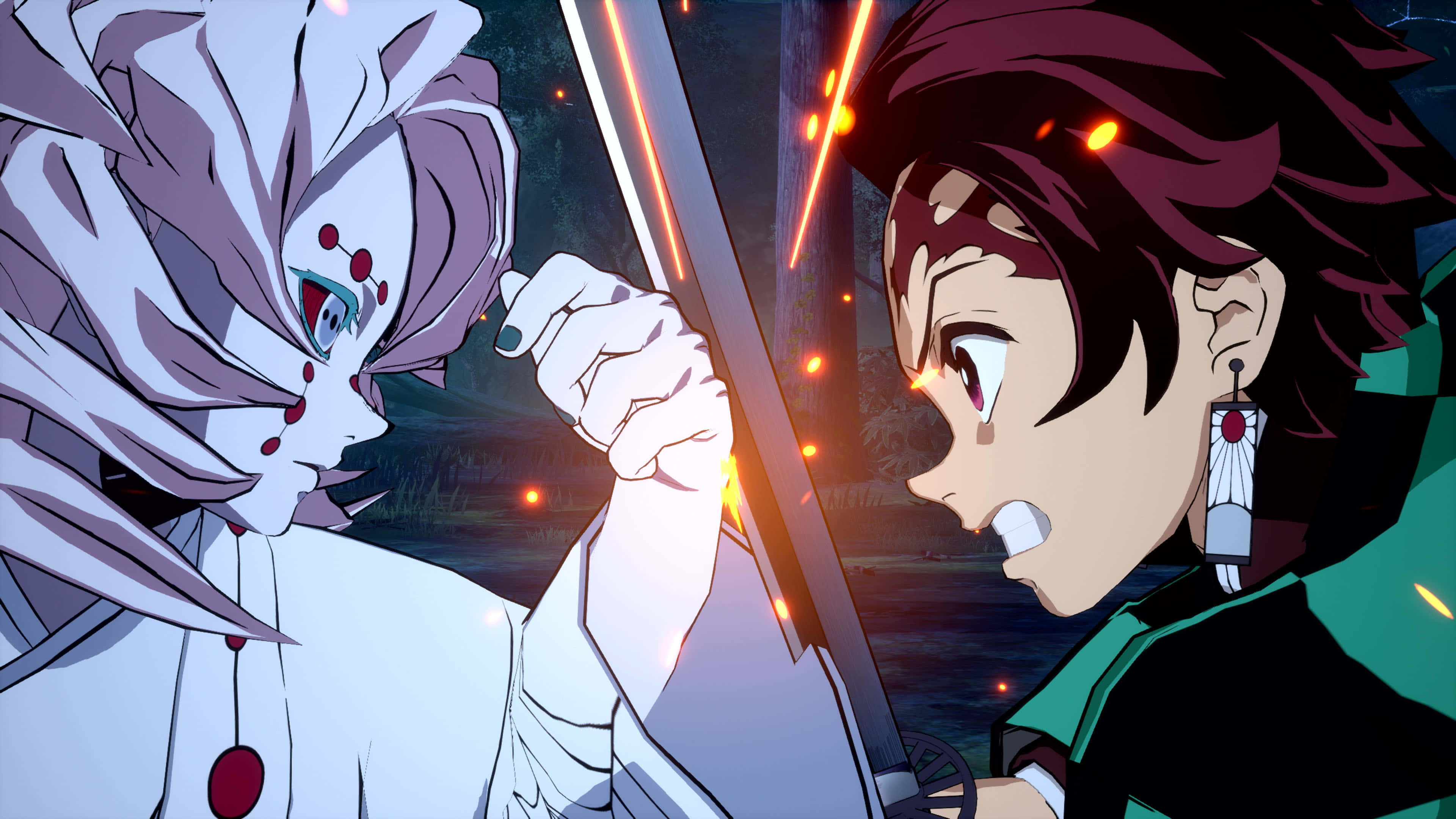 Demon Slayer Fight, anime characters, clash swords, 4K Desktop Wallpaper