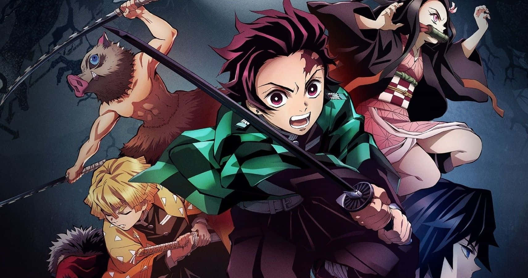 Demon Slayer Fight, anime warriors, dynamic combat poses, HD Desktop Wallpaper