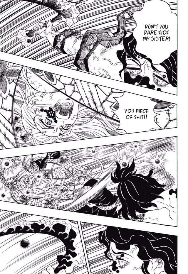 Demon Slayer Fight, black and white manga panel, character screaming, SD Phone Wallpaper