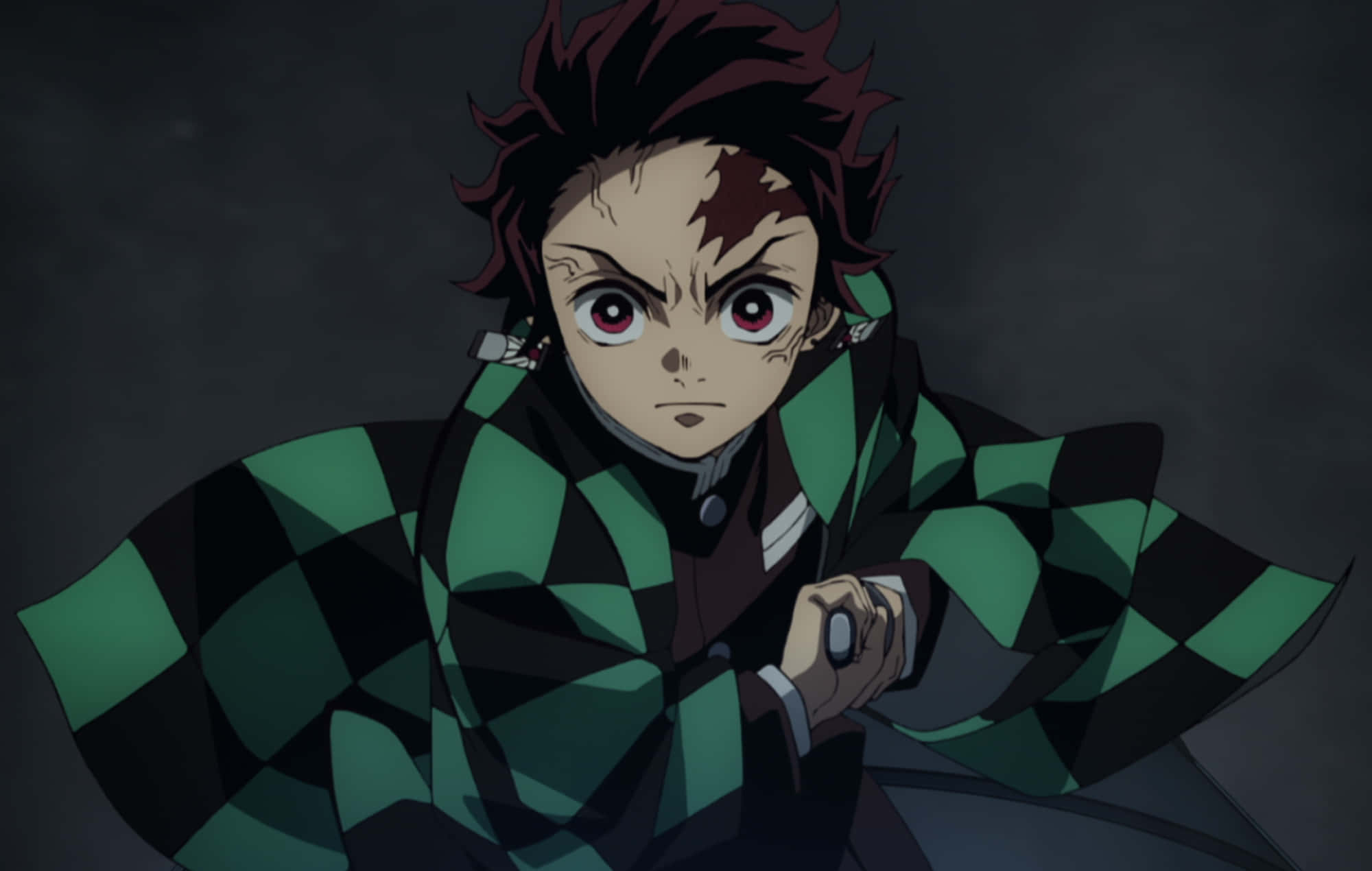 Demon Slayer Anime, red eyes, spiky hair, Full HD Desktop Wallpaper