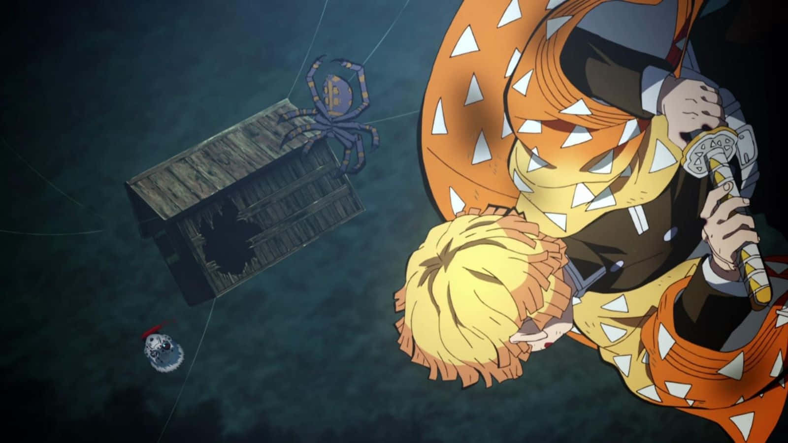 Demon Slayer Anime, orange and white armor, sword, HD Desktop Wallpaper