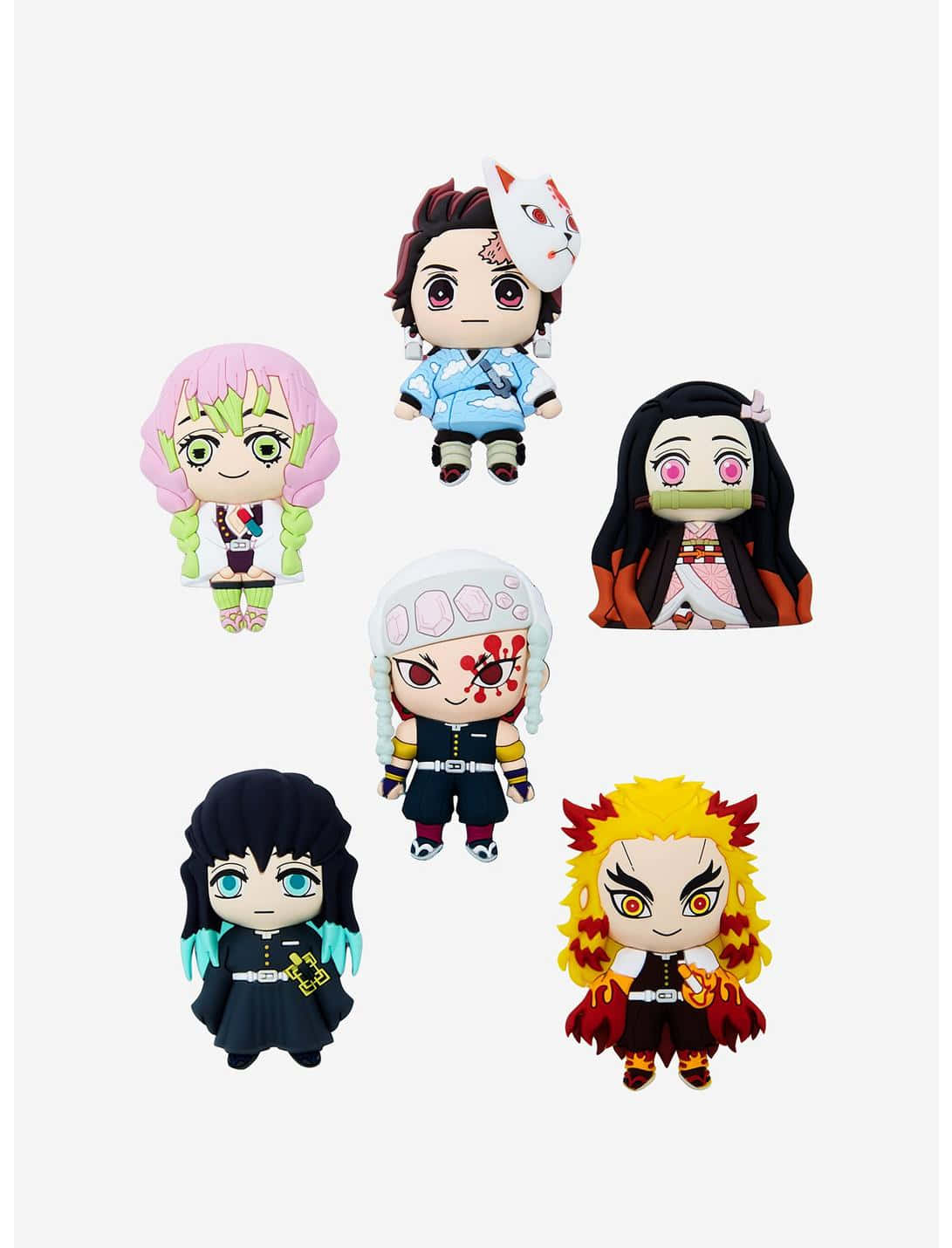 Demon Slayer Characters, chibi-style, colorful rubber figurine form, HD Phone Wallpaper