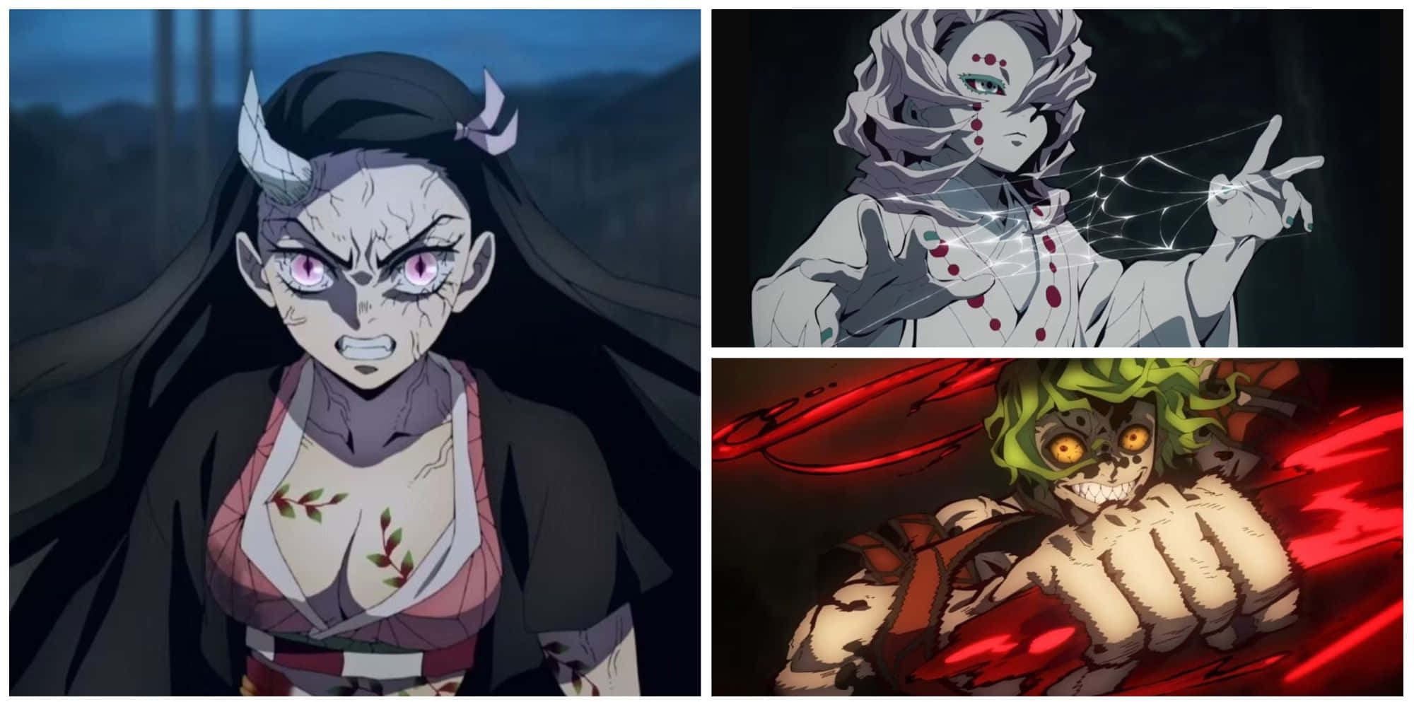 Demon Slayer, half demon warrior, three anime demons, Full HD Desktop Wallpaper