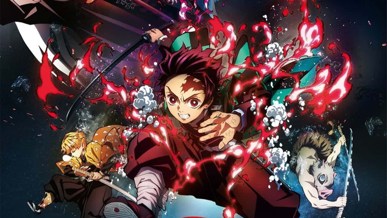 Demon Slayer Group, red-haired swordsman, fiery red energy, HD Desktop Wallpaper