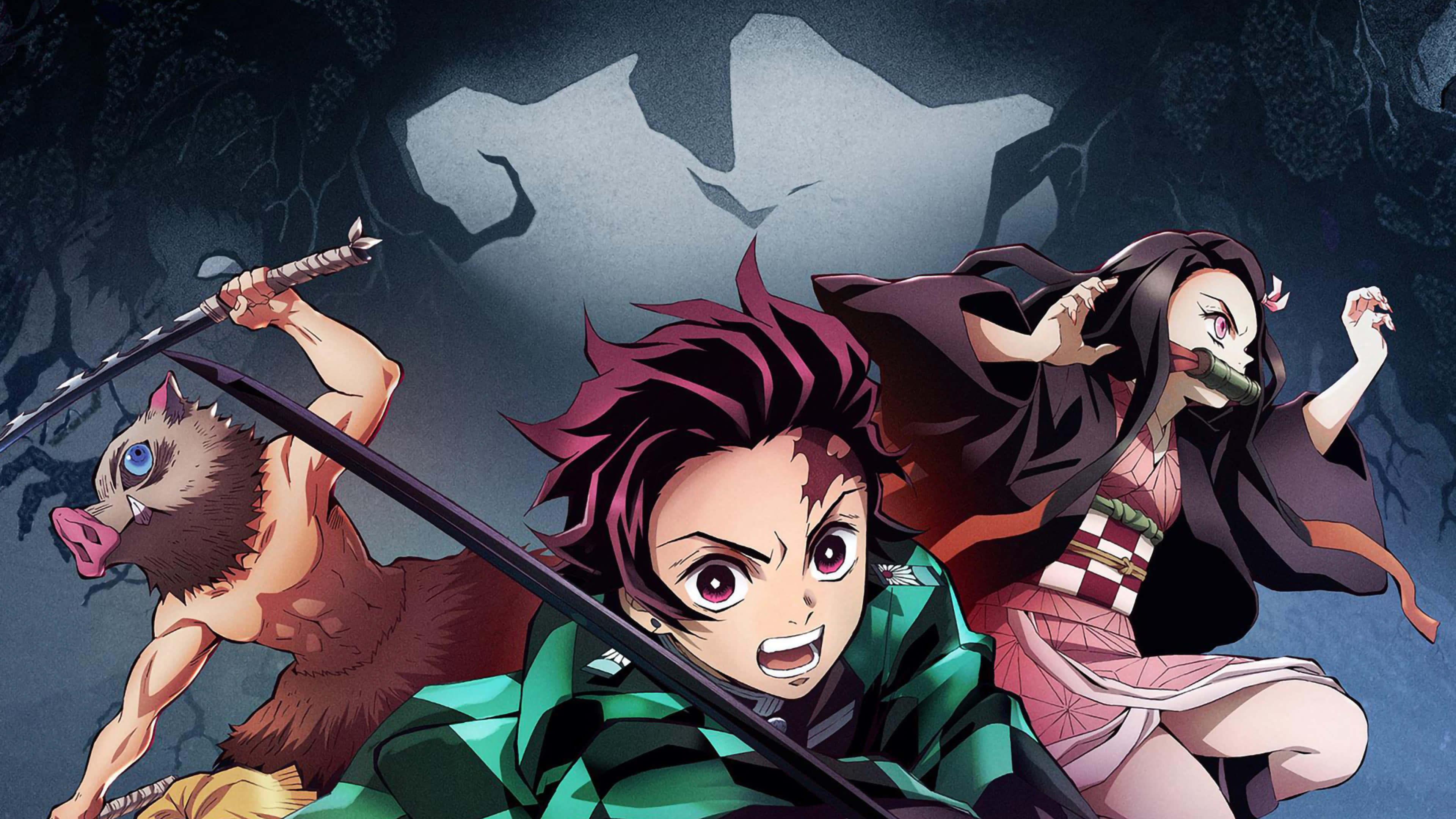 Demon Slayer Group, anime characters, dynamic combat poses, 4K Desktop Wallpaper