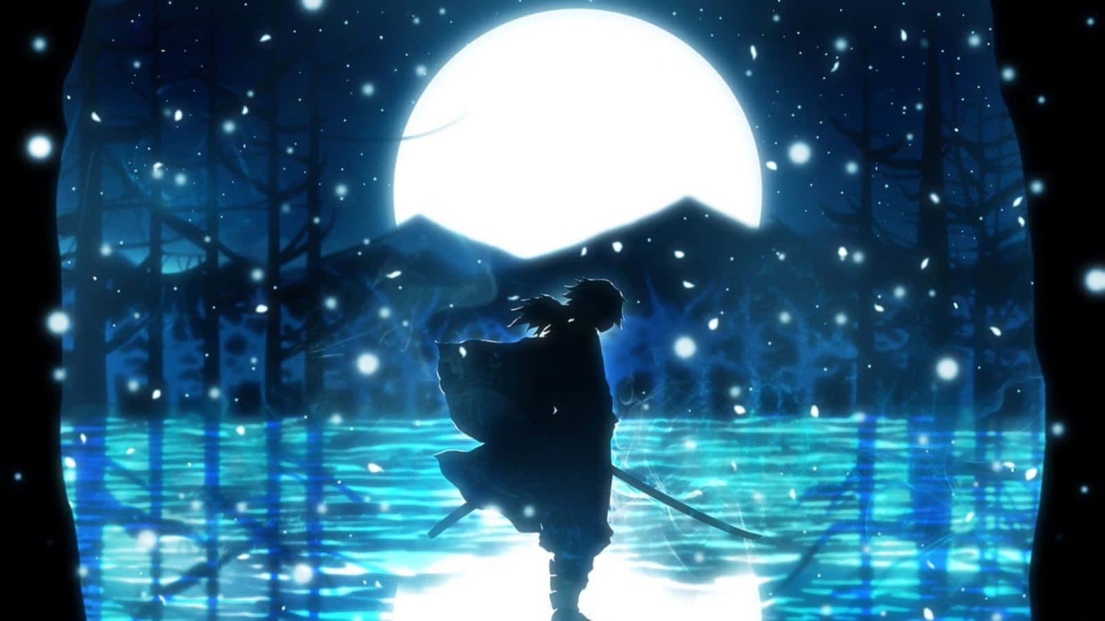 Demon Slayer, samurai, glowing blue water, HD Desktop Wallpaper