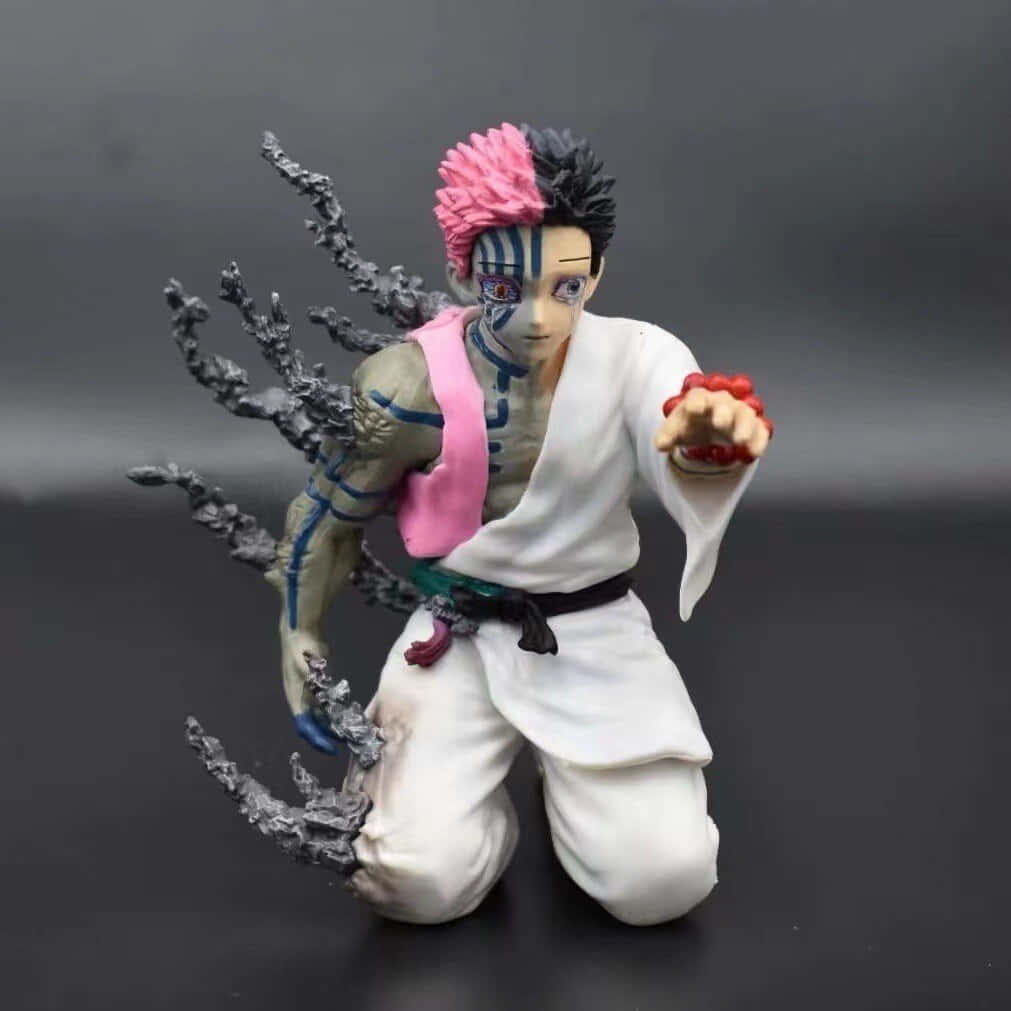Demon Slayer, half-pink half-black haired warrior, white gi, SD Desktop Wallpaper