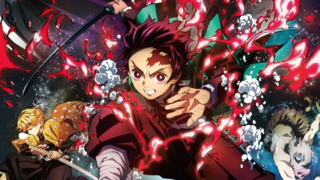 Demon Slayer, red-haired swordsman, fiery energy, HD Desktop Wallpaper