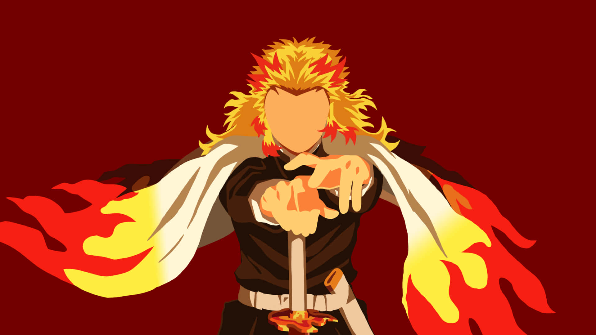 Demon Slayer, minimalist, fiery hair, Full HD Desktop Wallpaper