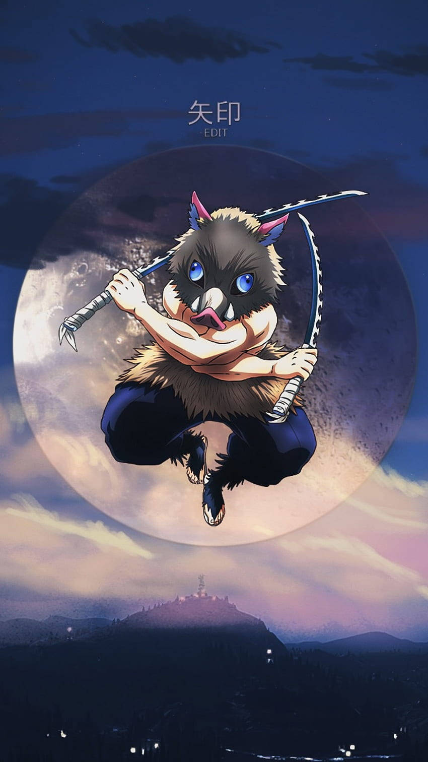 Demon Slayer, Inosuke, blue eyes, HD Phone Wallpaper