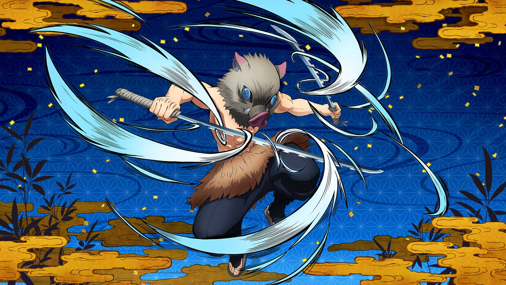 Demon Slayer, Inosuke, wolf-headed warrior, Full HD Desktop Wallpaper