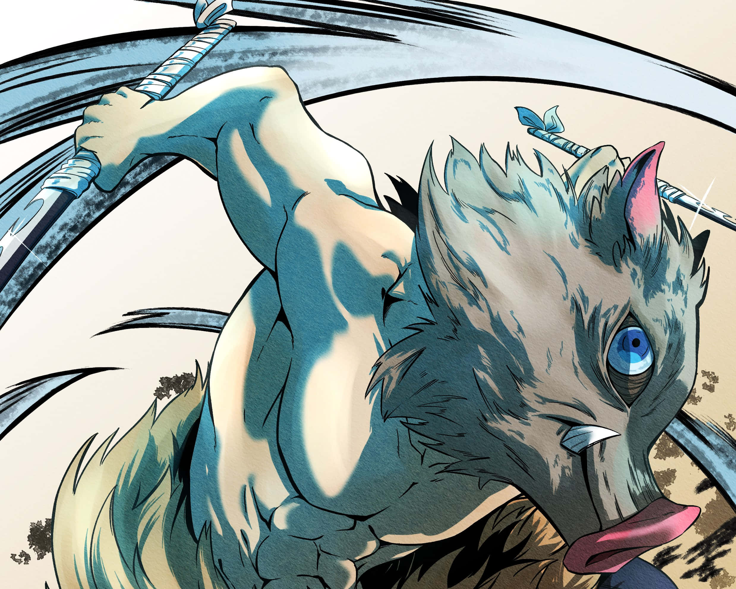 Inosuke, Demon Slayer, blue eyes, Full HD Desktop Wallpaper