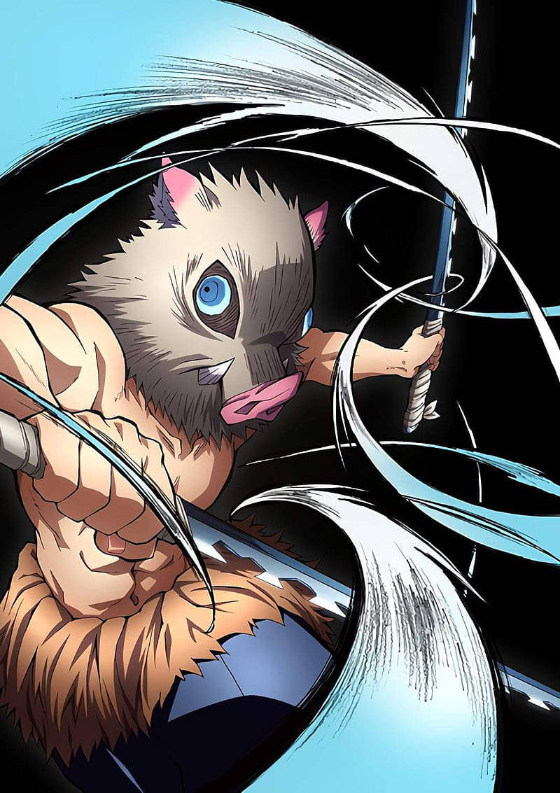 Demon Slayer, Inosuke, blue eyes, SD Phone Wallpaper