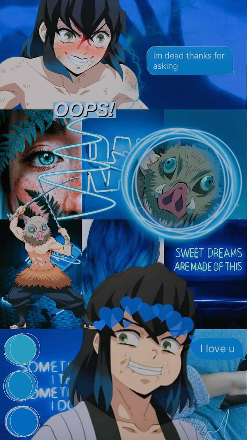 Inosuke, Demon Slayer, blue tones, HD Phone Wallpaper