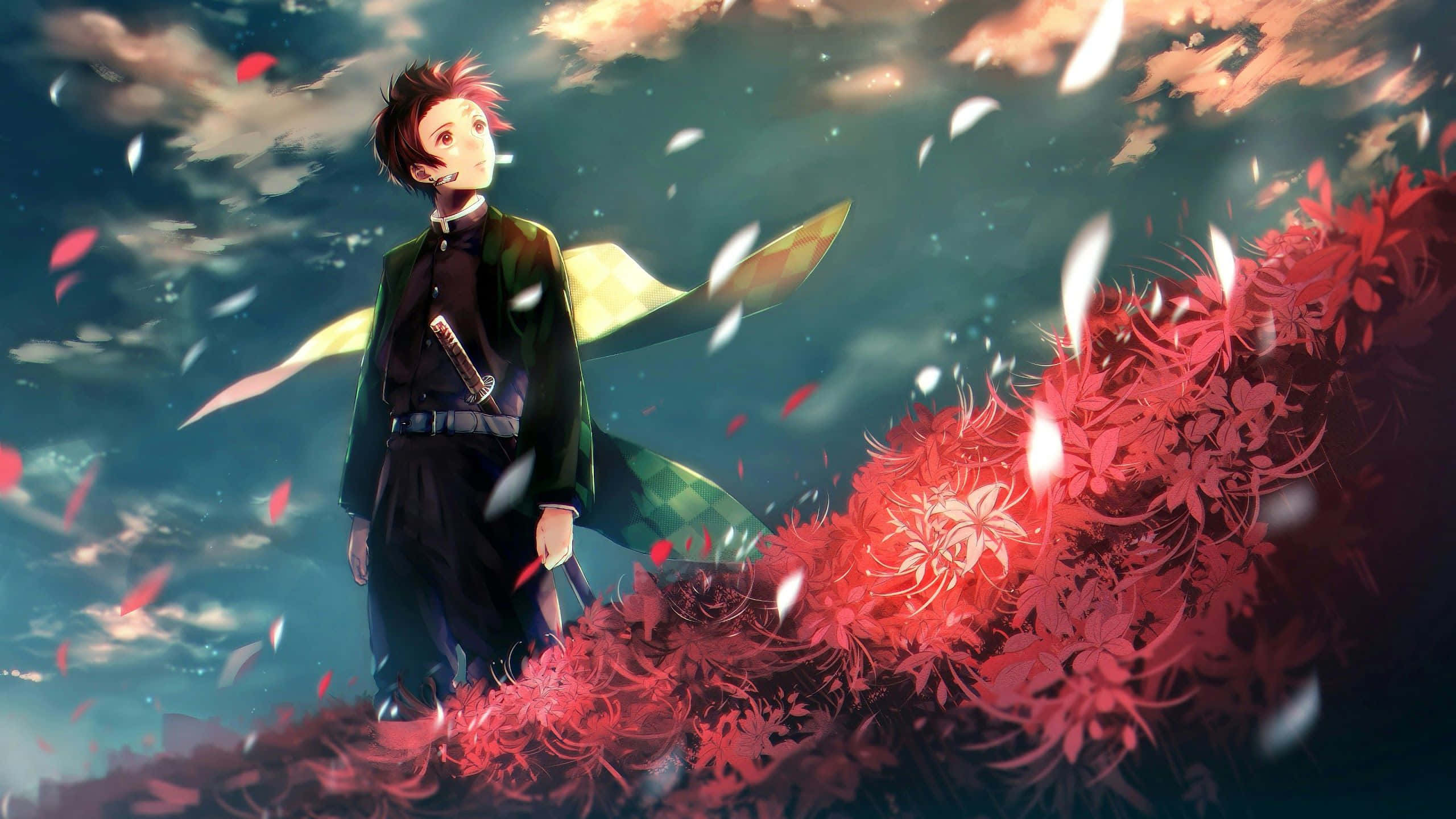 Demon Slayer iPad, young anime boy, dark uniform, 2K Desktop Wallpaper
