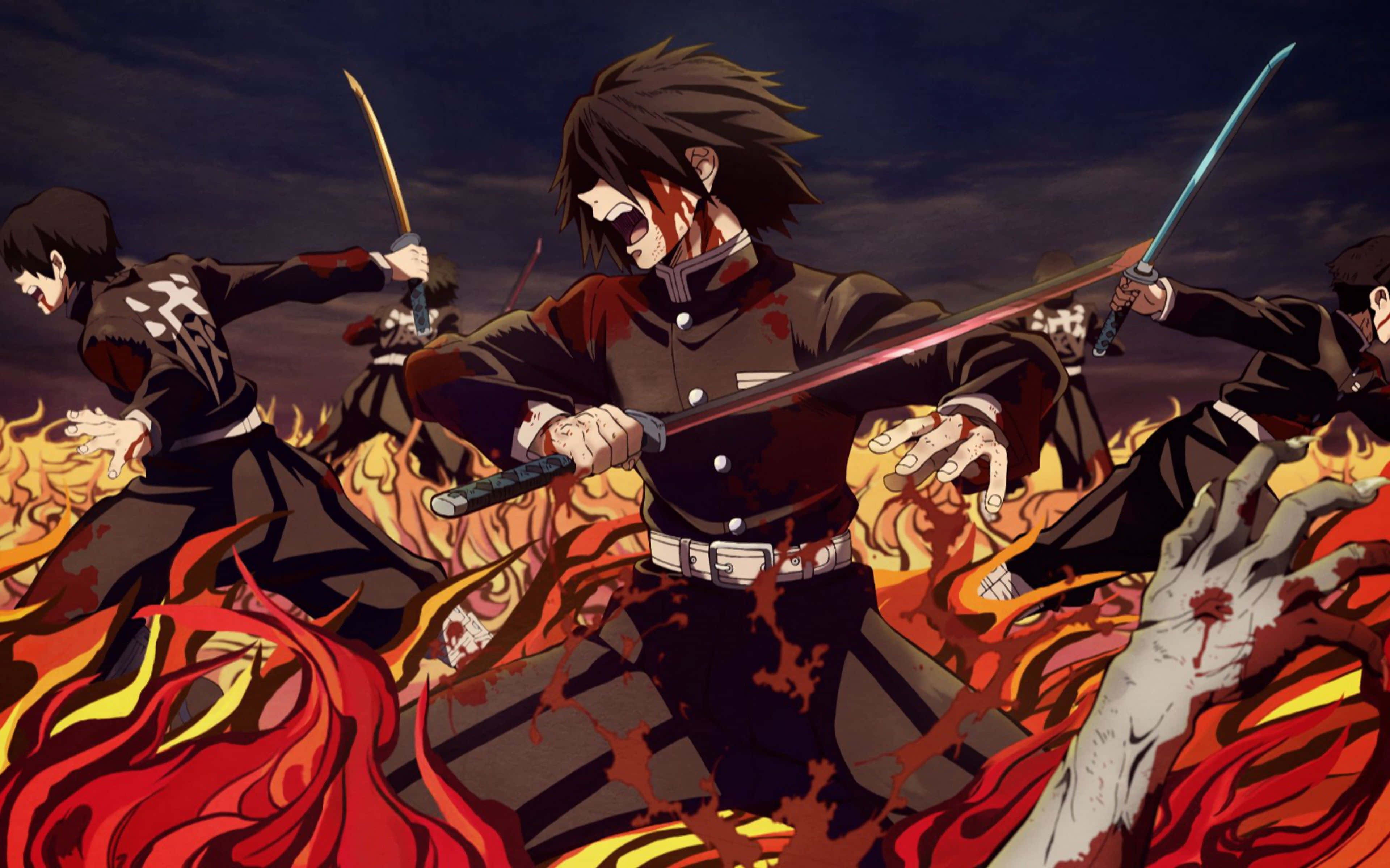 Demon Slayer, iPad, anime warriors, 4K Desktop Wallpaper