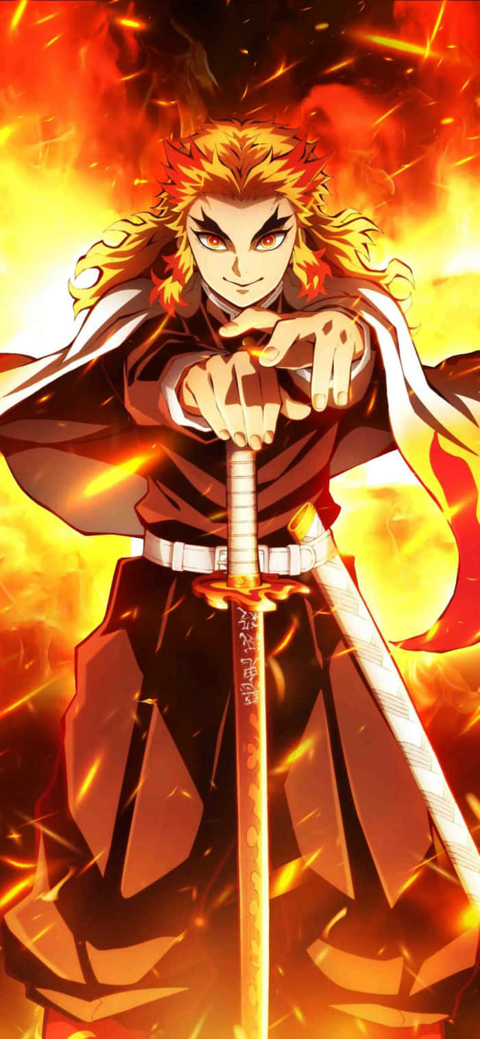Demon Slayer, iPad, fiery-haired anime warrior, HD Phone Wallpaper