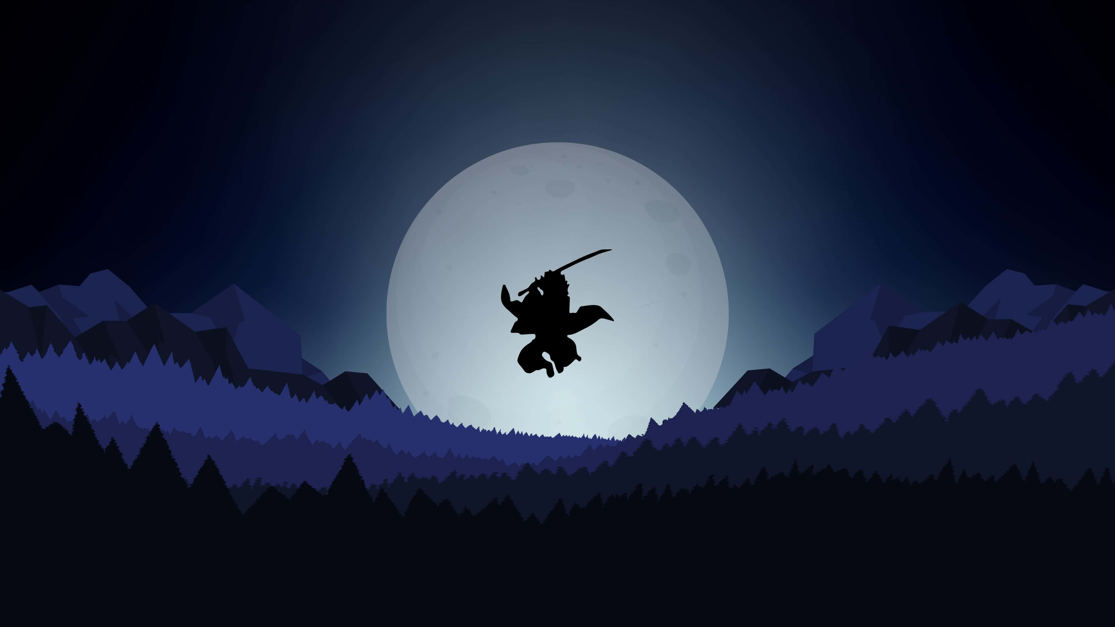 Demon Slayer, iPad, ninja silhouette, 4K Desktop Wallpaper