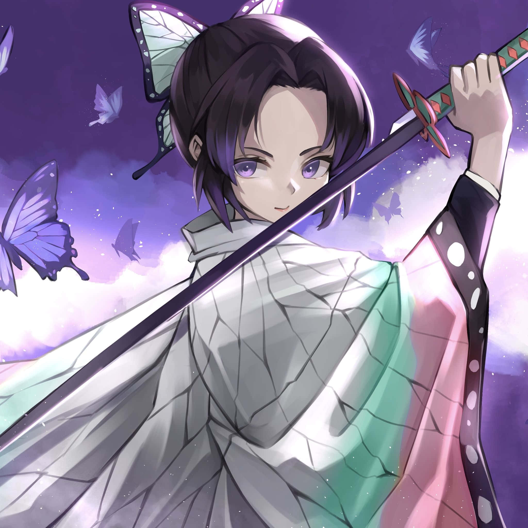 Demon Slayer, iPad, purple eyes, Full HD Desktop Wallpaper