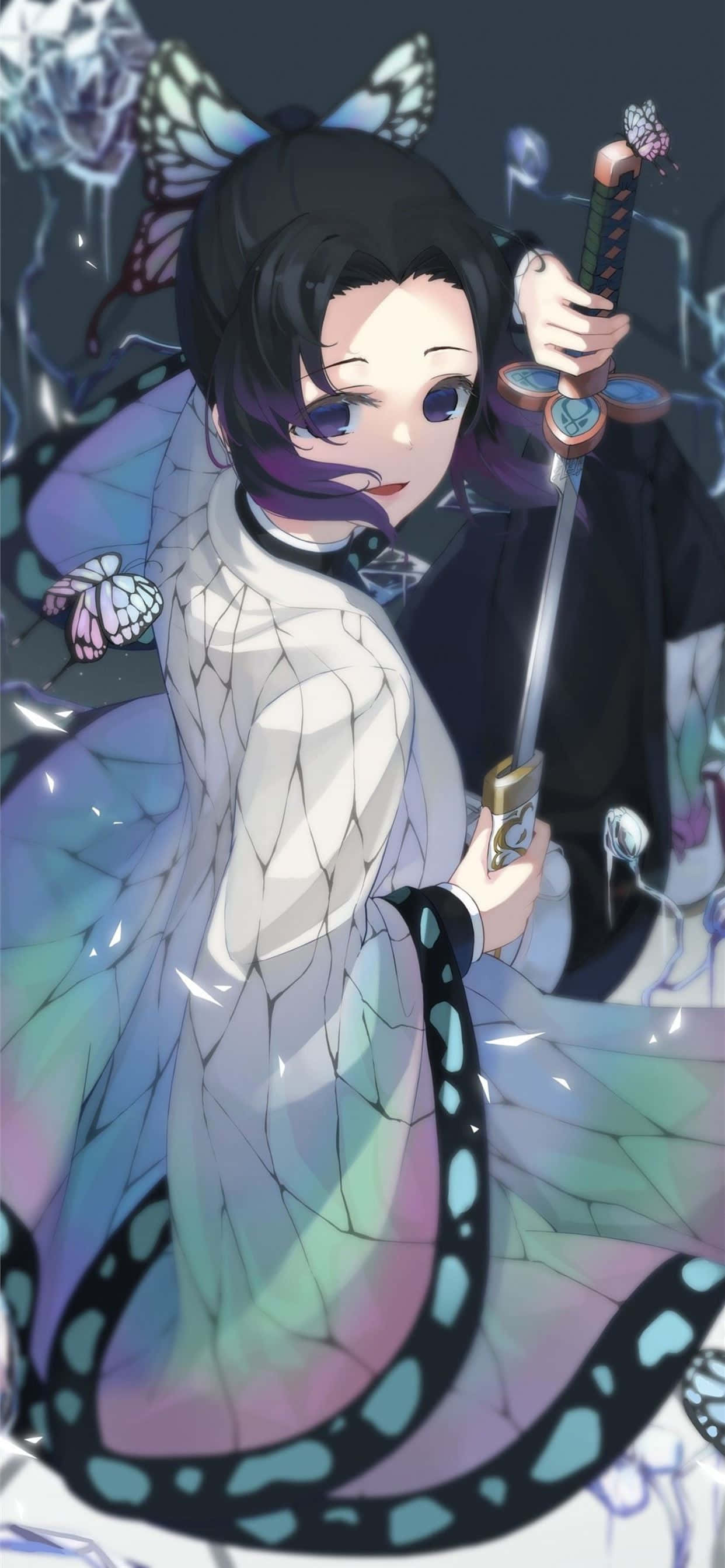 Demon Slayer, iPhone 11, young anime girl, 2K Phone Wallpaper