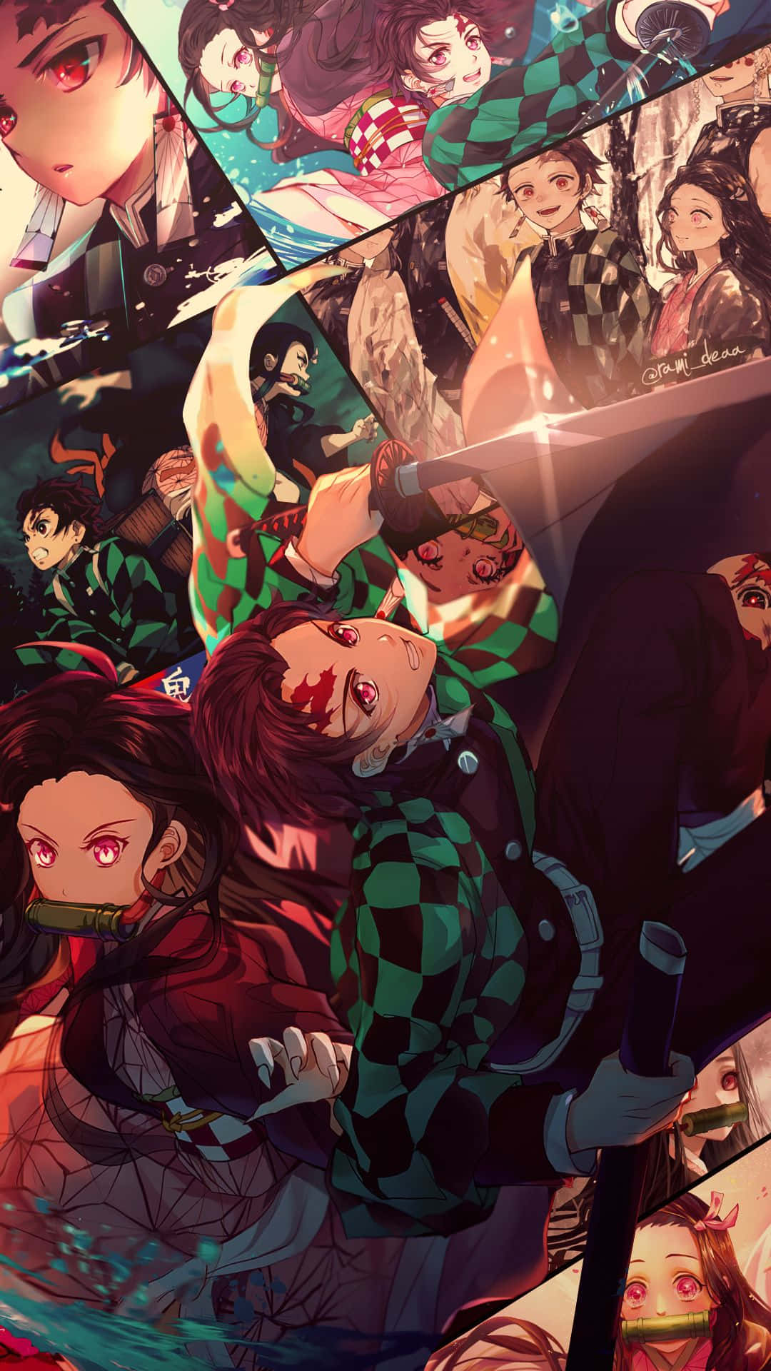 Demon Slayer, iPhone 11, anime collage, Full HD Phone Wallpaper