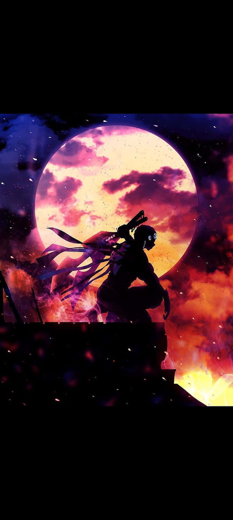 Demon Slayer, iPhone 11, warrior silhouette, HD Phone Wallpaper