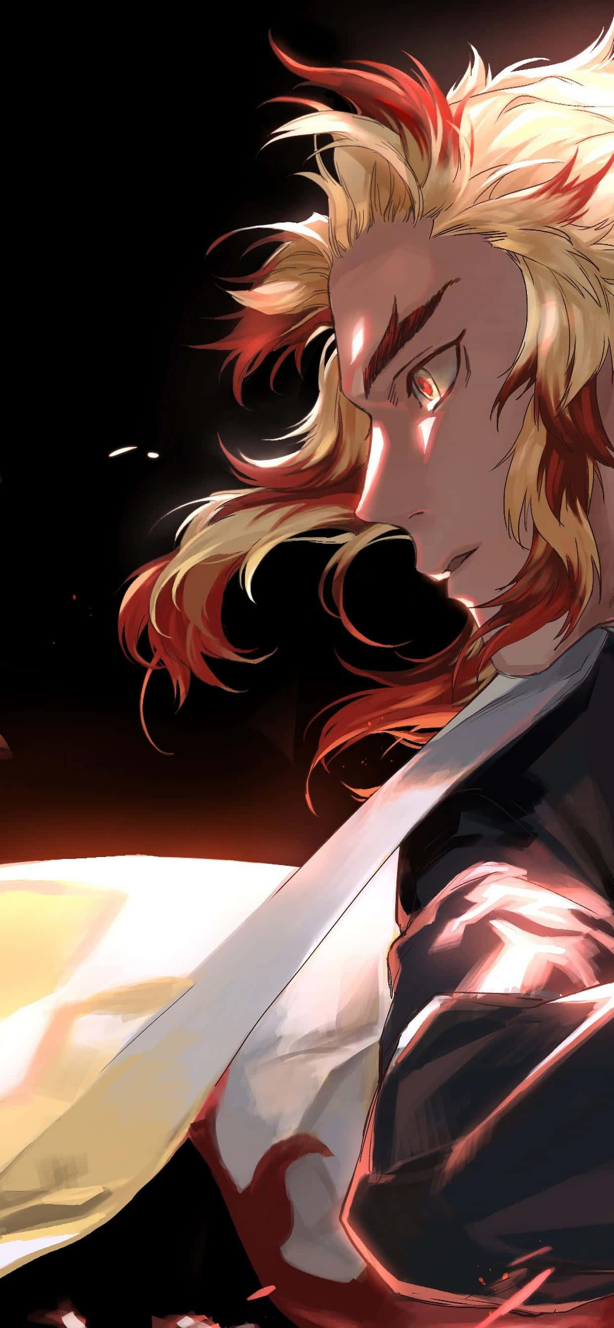 Demon Slayer, iPhone 11, fiery-haired anime warrior, 2K Phone Wallpaper