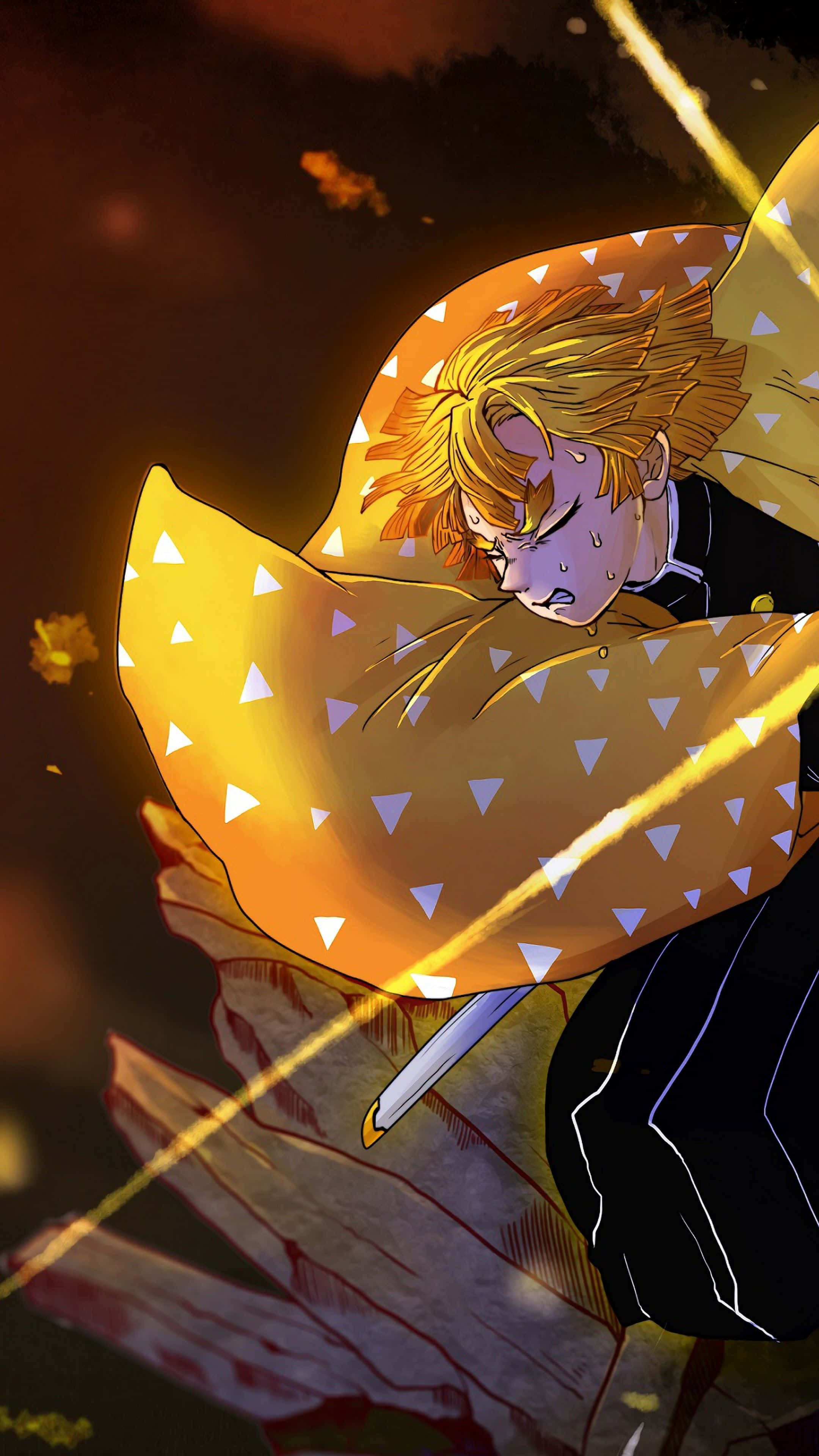 Demon Slayer, iPhone 11, golden hair, 4K Phone Wallpaper