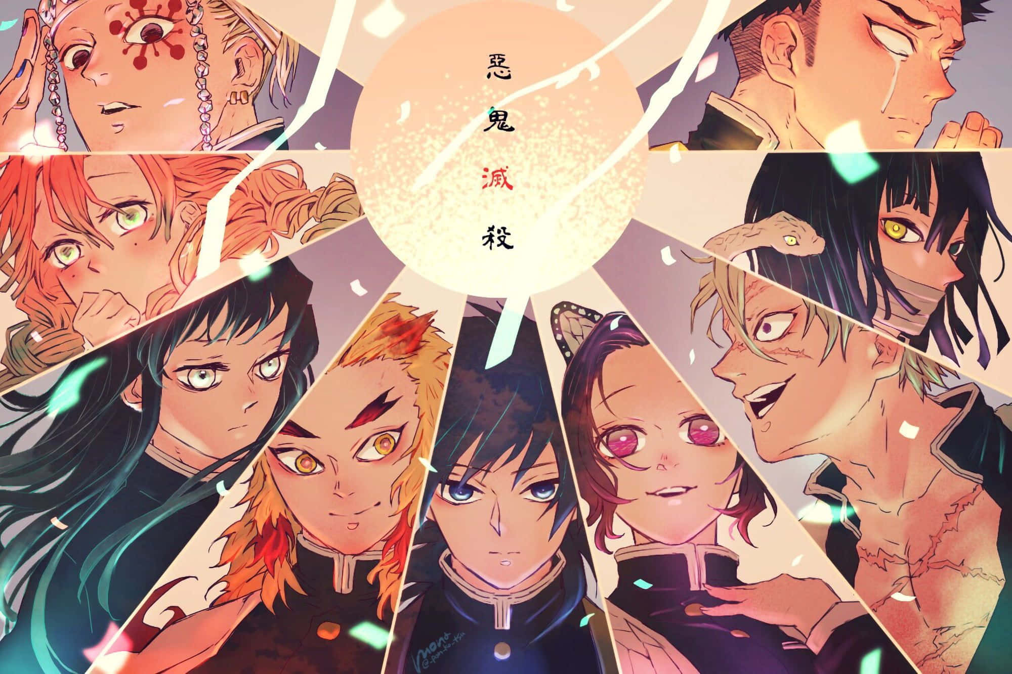 Demon Slayer, manga, anime collage, Full HD Desktop Wallpaper