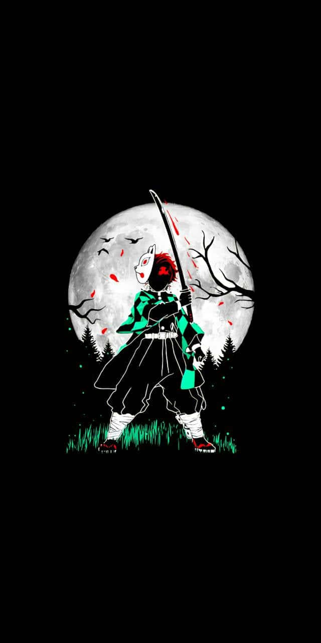 Dark Demon Slayer, iPhone Lock Screen, masked anime warrior, HD Phone Wallpaper