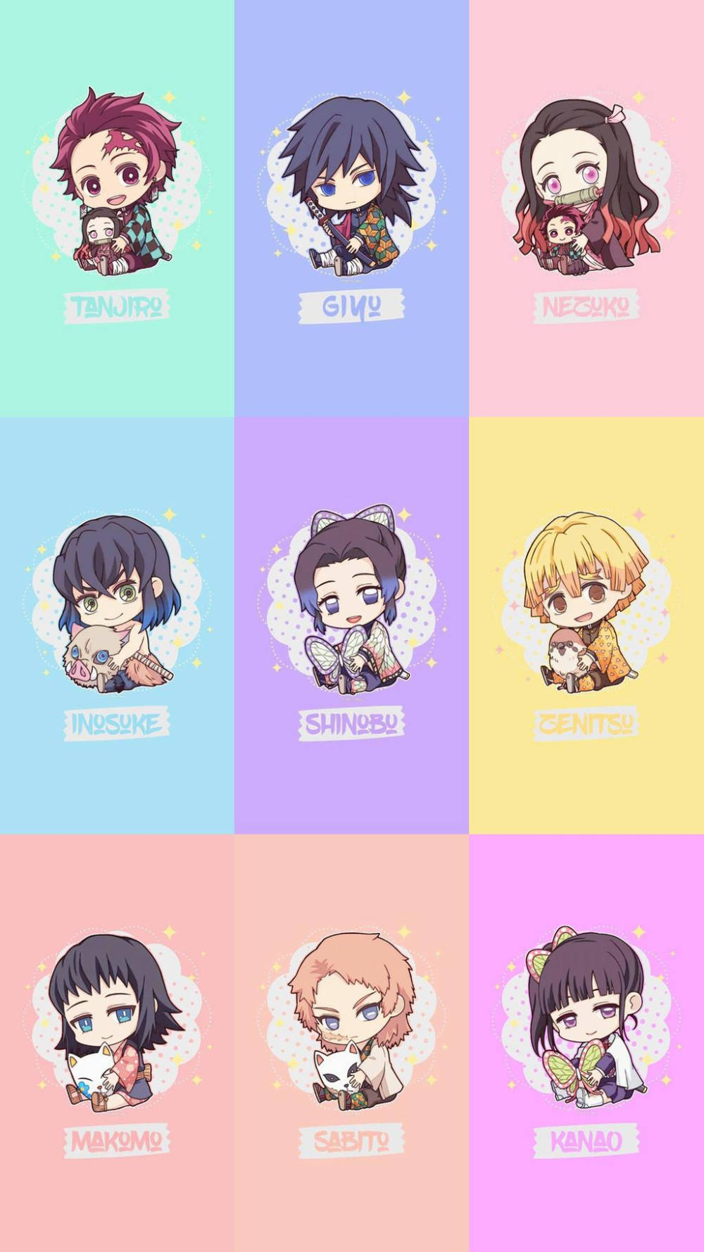 chibi, Demon Slayer, anime characters, HD Phone Wallpaper